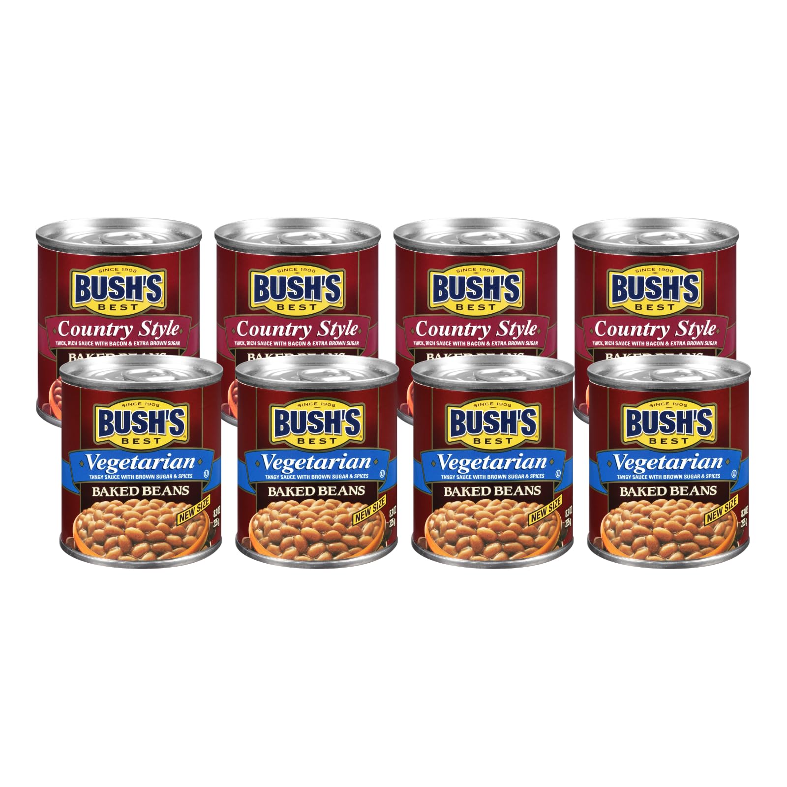 Bushs Best Baked Beans, Vegetarian & Country Style, 4 Each, 8.3 Oz (Variety Pack)