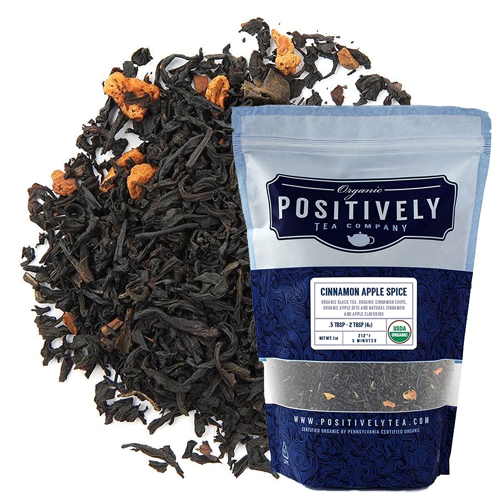 Organic Positively Tea Company, Cinnamon Apple Spice Black Tea, Loose Leaf, 16 Ounce