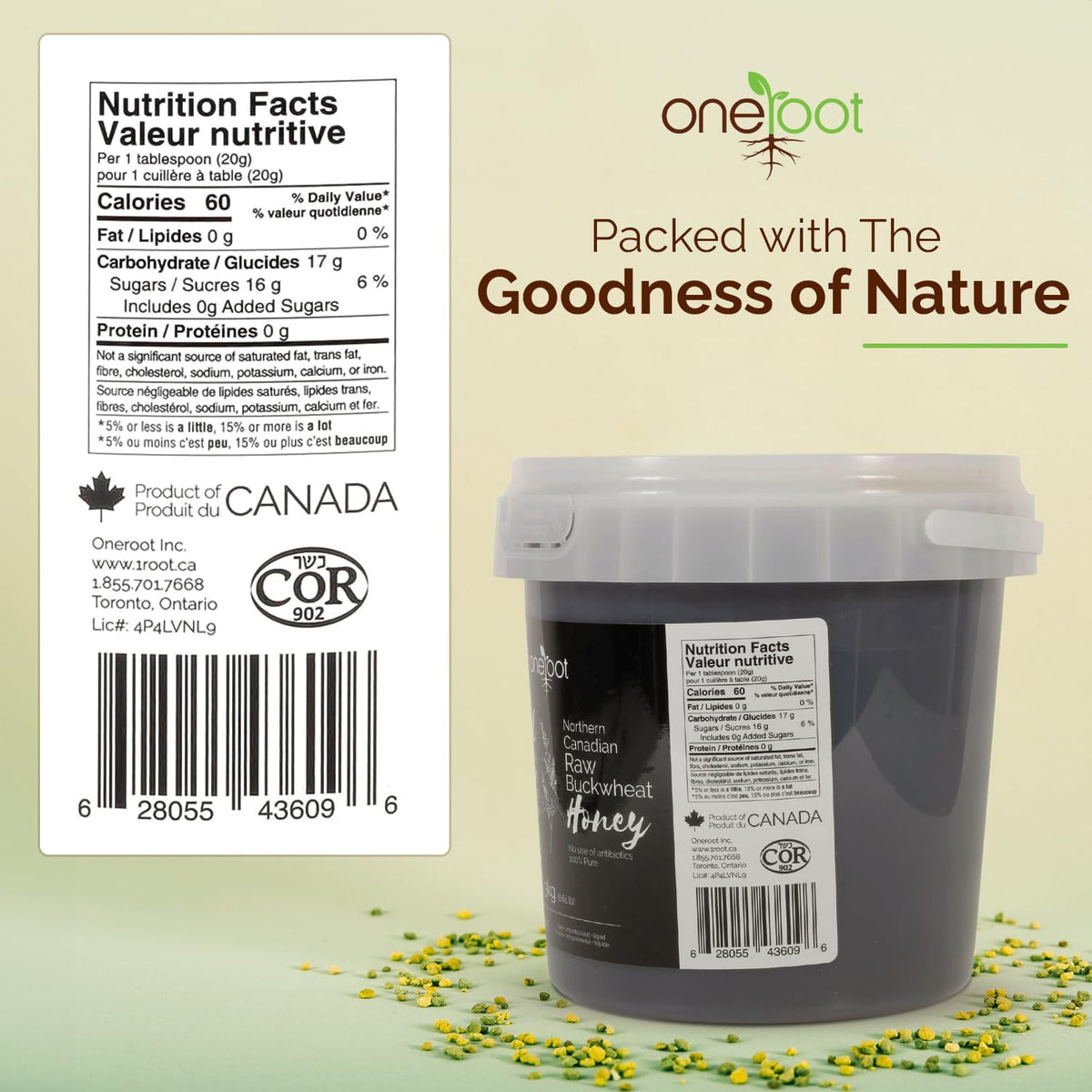 Oneroot Raw Buckwheat Honey - 3Kg / 6.6Lb, Unheated, Unfiltered And Unprocessed Natural Dark Honey, Rich In Antioxidants Pure Bu