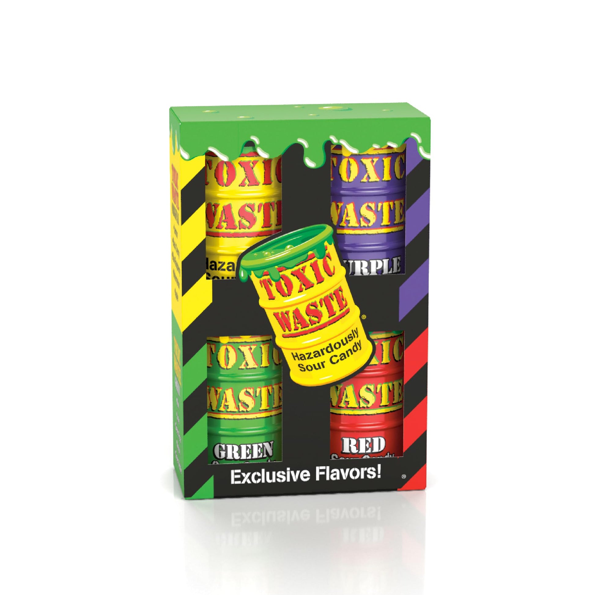TOXIC WASTE Hazardously Sour Candy Variety Pack - 20 Count - Assorted Colors (Purple, Yellow, Green, Red)