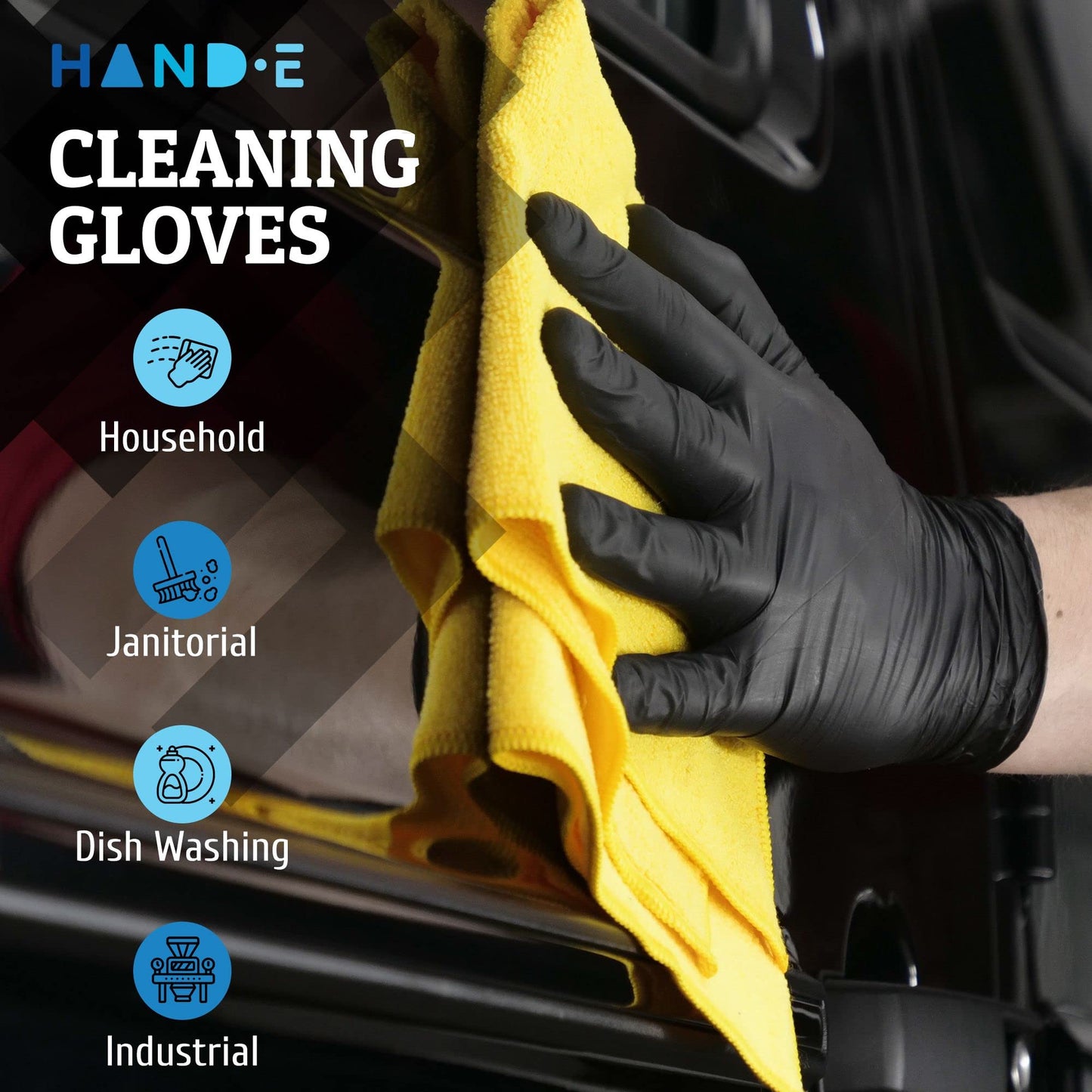 Hand-E Touch Black Nitrile Disposable Gloves Small, 100 Count - Bbq, Tattoo, Hair Dye, Cooking, Mechanic Gloves - Powder And Lat