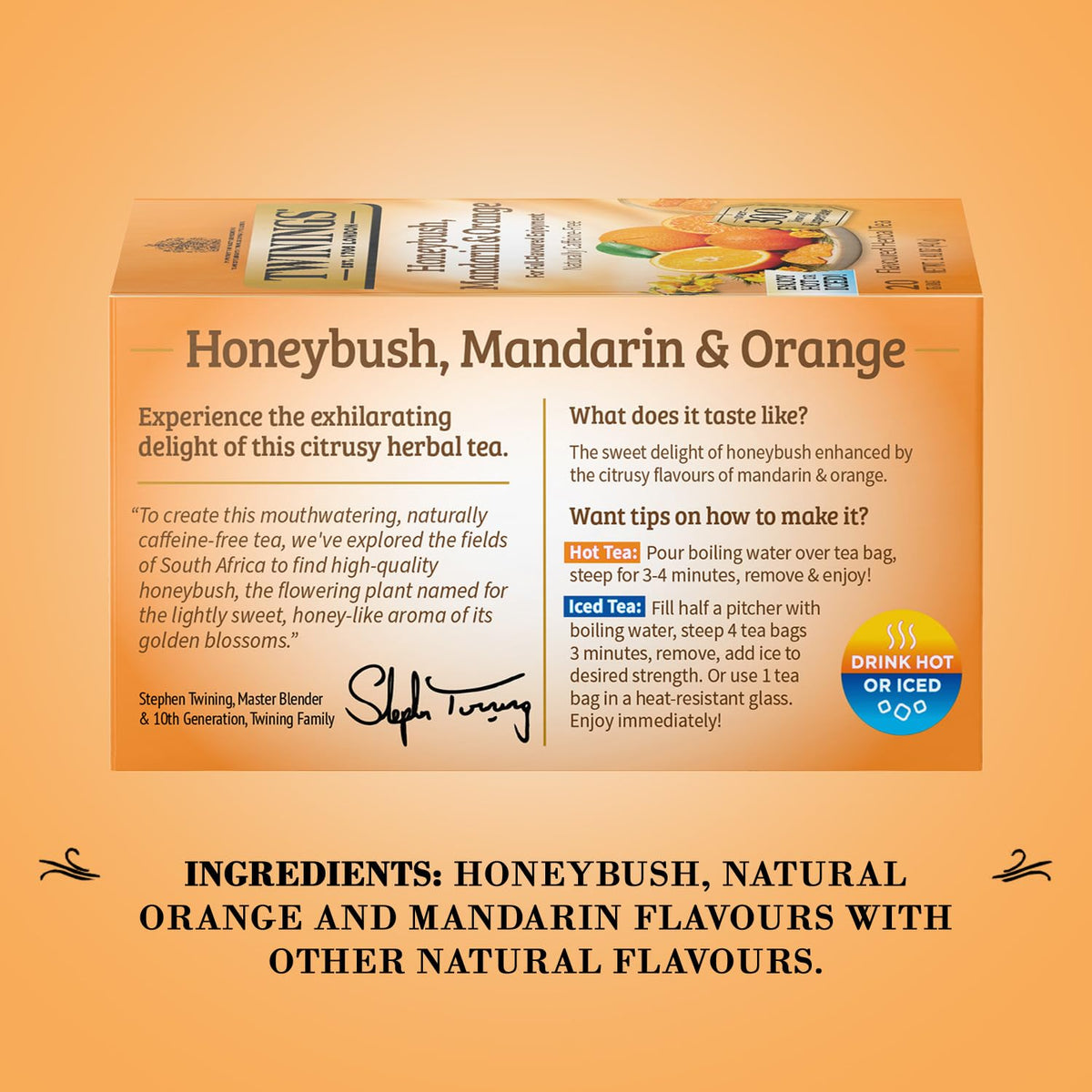 Twinings Honeybush, Mandarin & Orange Herbal Tea Bags - 20 Count, Tea