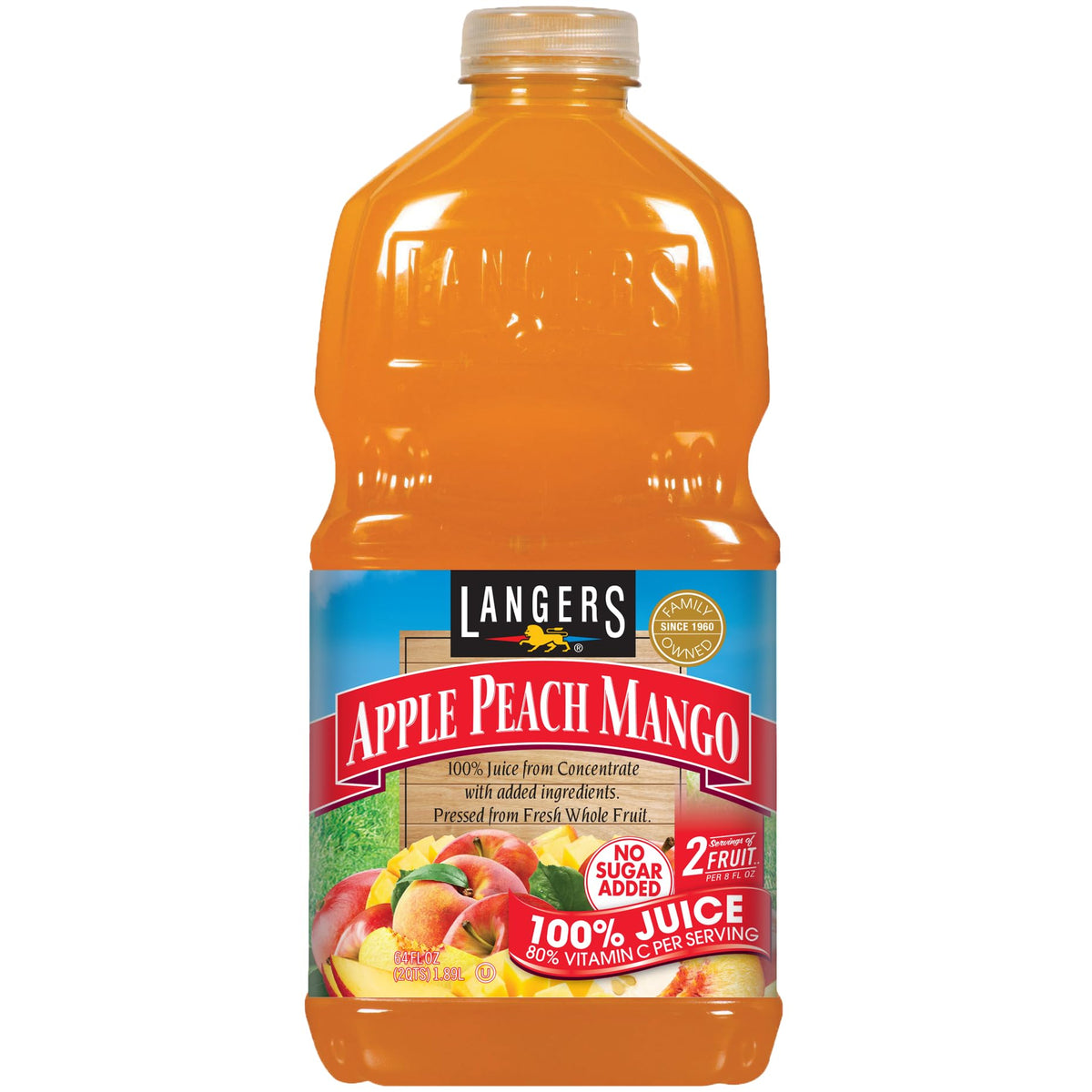 Langers 100% Juice with Vitamin C  Apple Peach Mango  64 Fl Oz (Pack of 8)