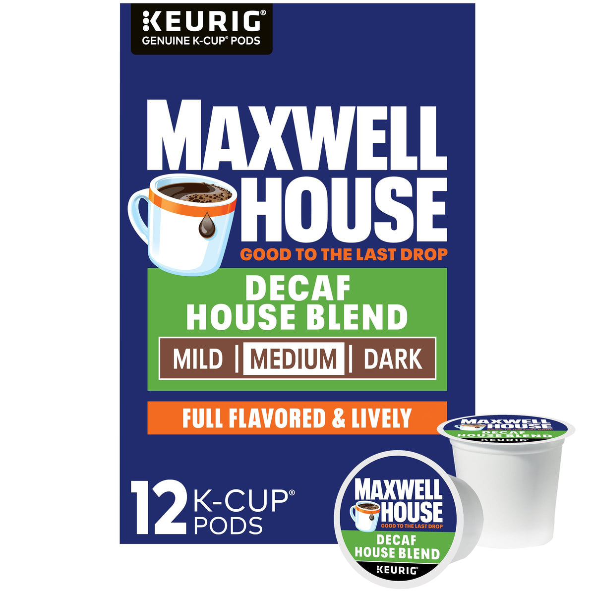 Maxwell House Decaf House Blend K-Cup Coffee Pods (12 Ct Box)