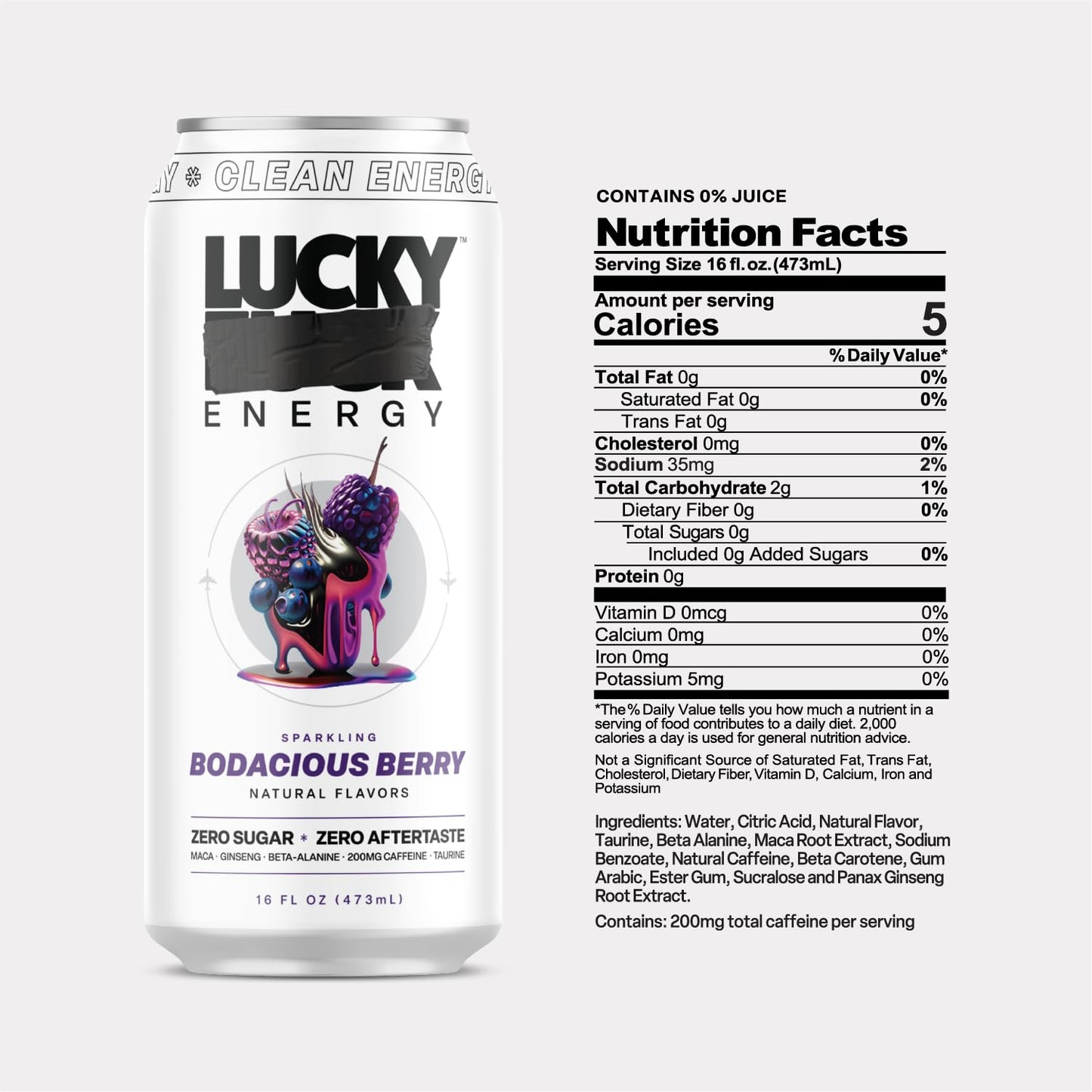 Lucky Energy Sugar Free Energy Drinks, Variety Pack, 10-Pack, 16oz Cans, with Maca, Ginseng, Taurine & 200mg Caffeine