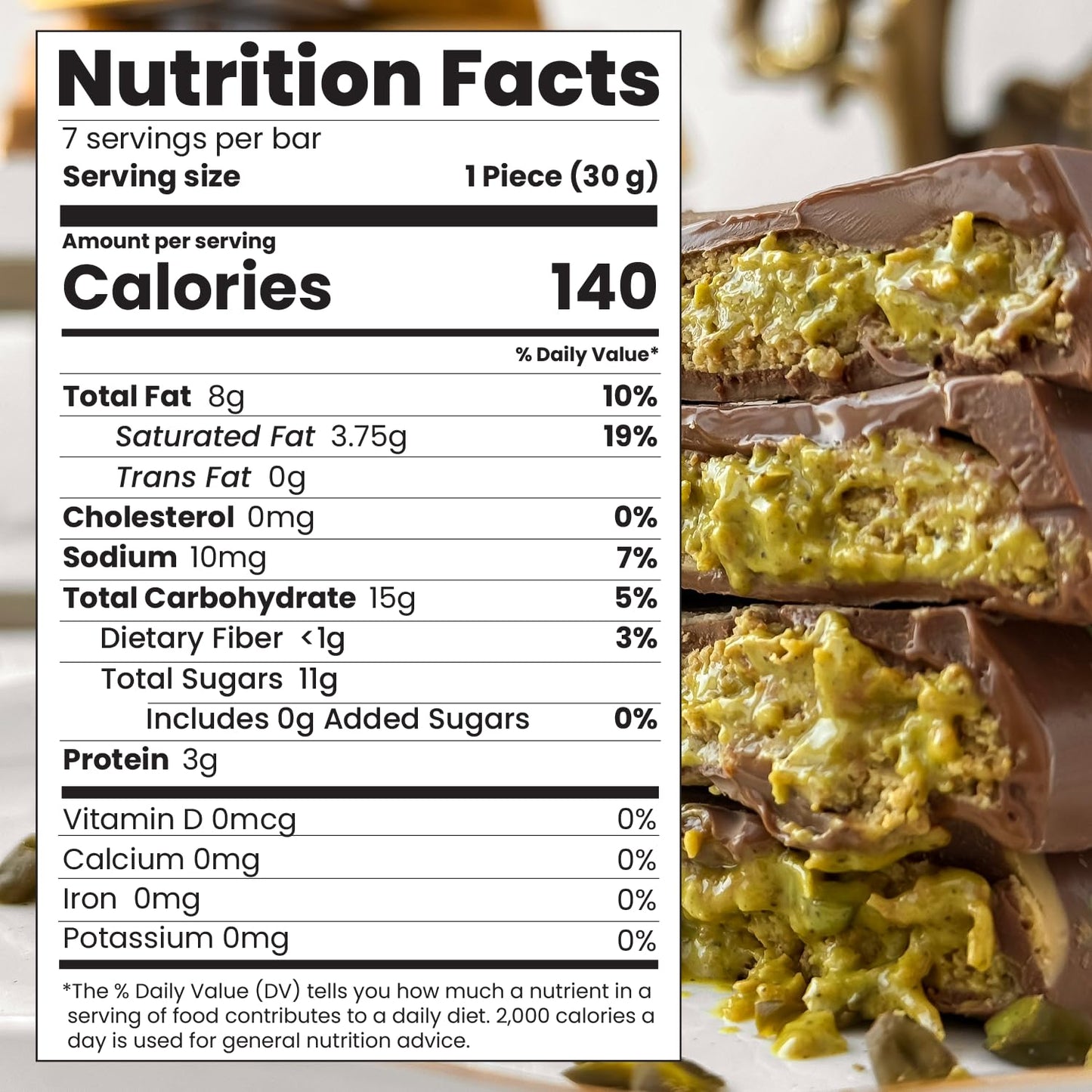Authentic Dubai-Style Chocolate Bar | 7 oz of elegant Middle Eastern Indulgence | enhanced Milk Chocolate  Golden Kadayif Crisps  Velvety Tahini & Hand-Harvested Pistachios - Imported from Turkey