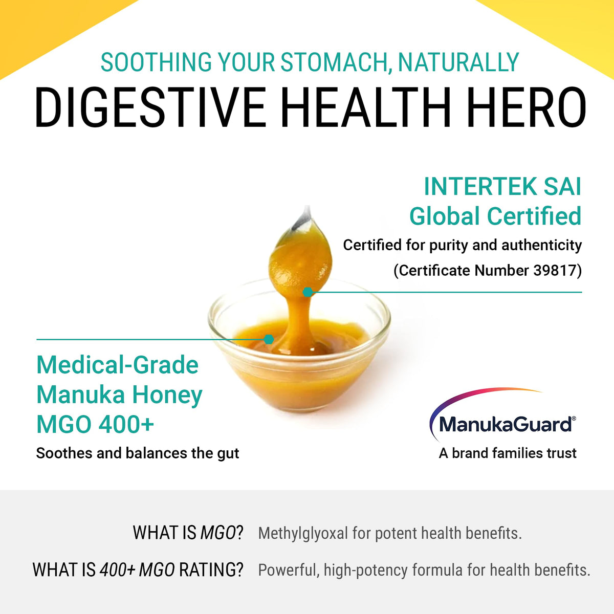 Manukaguard® Medical Grade Manuka Honey Mgo 400+ | 100% Authentic New Zealand Manuka Honey | Healing Honey For Immunity Boost | 8.8 Oz