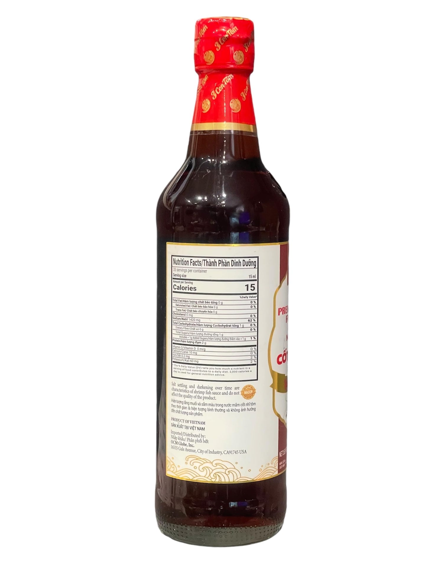 3 Packs - Premium Shrimp Fish Sauce Glass Bottle - Nuoc Mam Cot Nhi Tom Chai Thuy Tinh - 16.9 Oz Per Glass Bottle With 3 Bottles