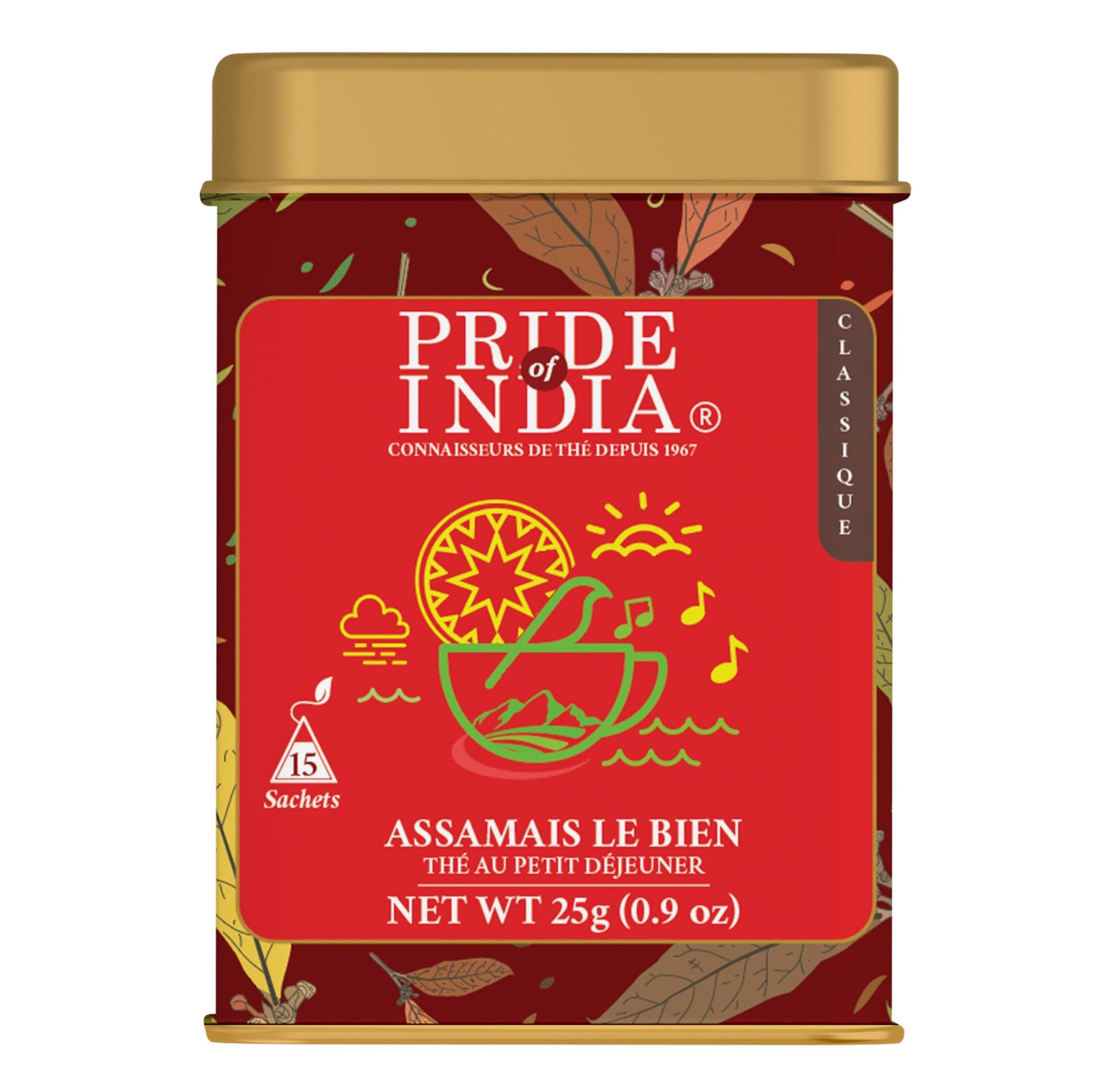 Pride Of India - Natural Indian Assam Breakfast Black Tea, 25 Count (6-Pack)