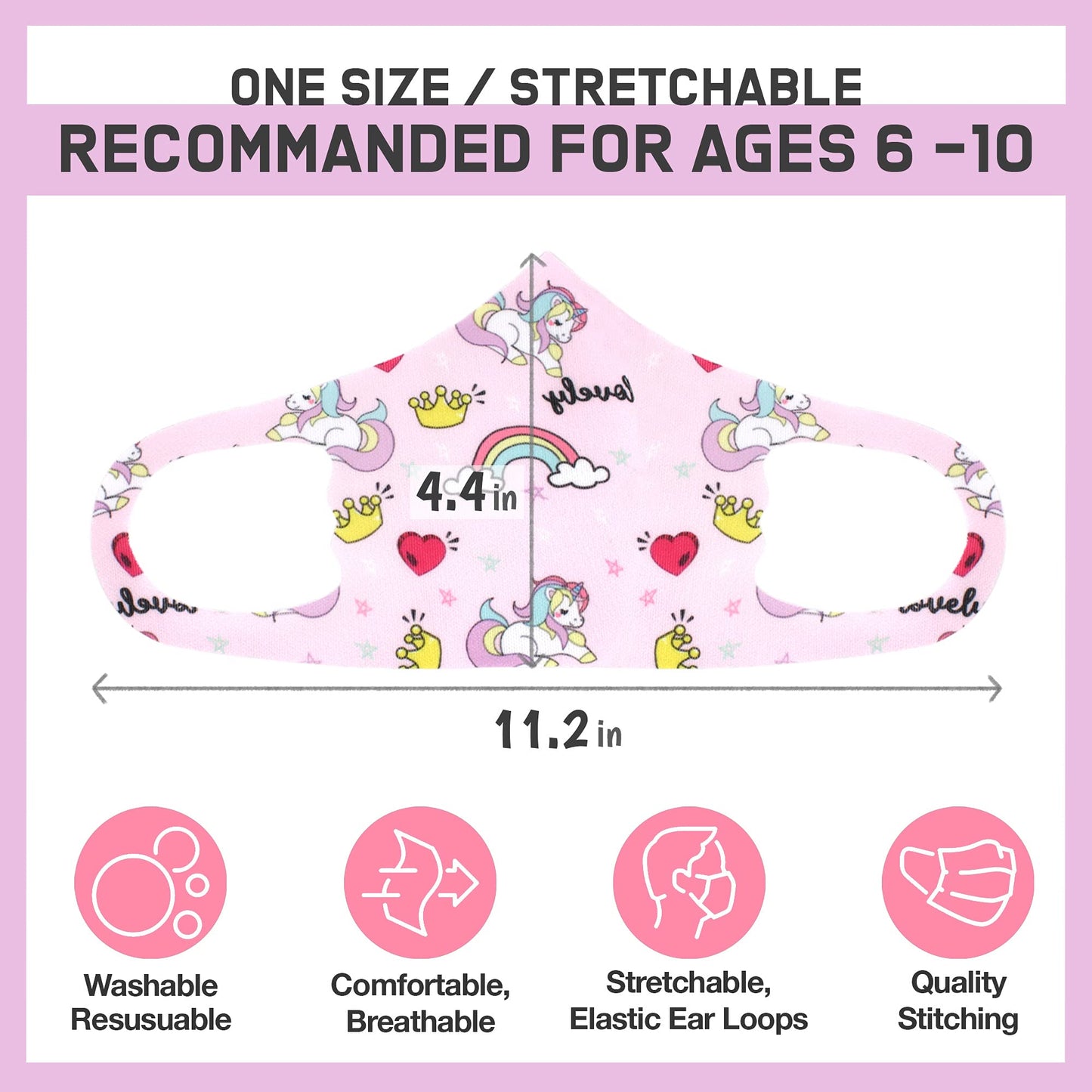 Cbc Crown 6 Pack Unisex Children Dust Protection, Breathable, Washable And Reusable Face Masks, Boys & Girls (6 Pack, Set Xxiii)