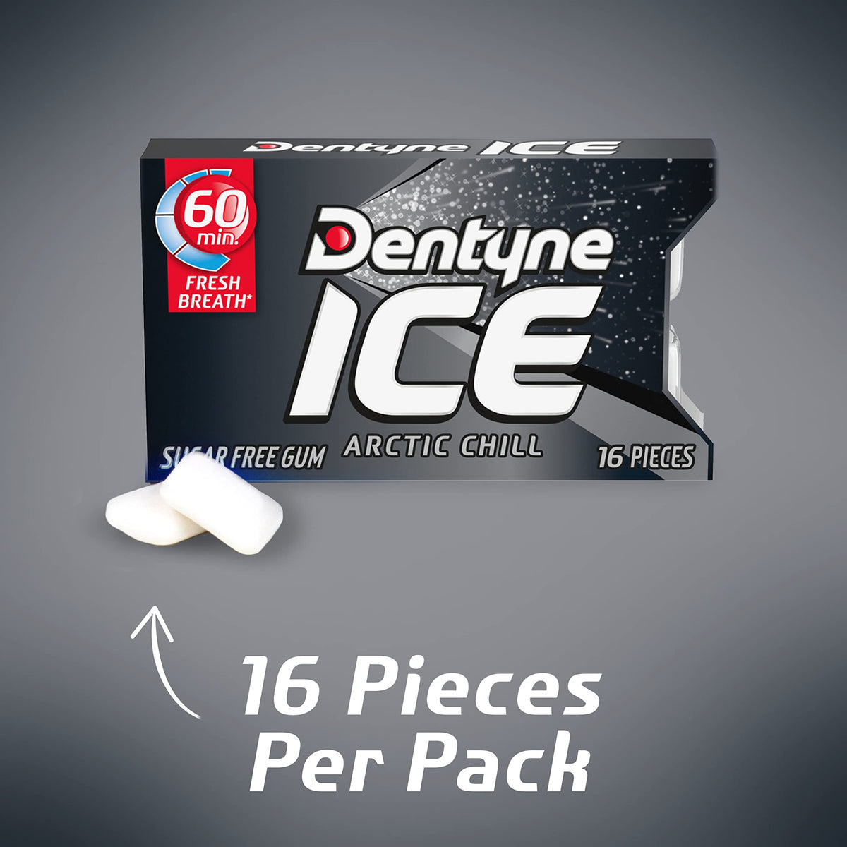 Dentyne Ice Arctic Chill Sugar Free Gum, 16 Count (Pack Of 9) (144 Total Pieces)