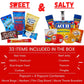 Movie Night Basket Gift Set - Popcorn  Candy  Snacks  game-style and more - 33 Items - Movie Night Gift Box  Gift Basket for Date Night  Family Night  Birthday  College Students  Teens  Men  Women  Kids  Grandpa  Grandma  Friend or Teacher