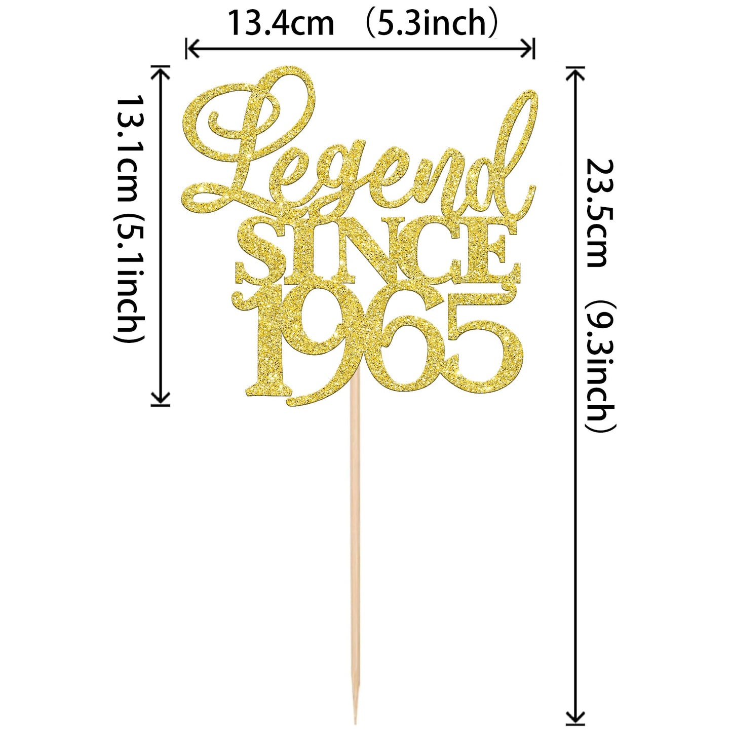 Rssta i Cake Topper - Legend Since 1963, Gold Glitter, for 60th Birthday and Anniversary Parties, Model XM310-gold 1963
