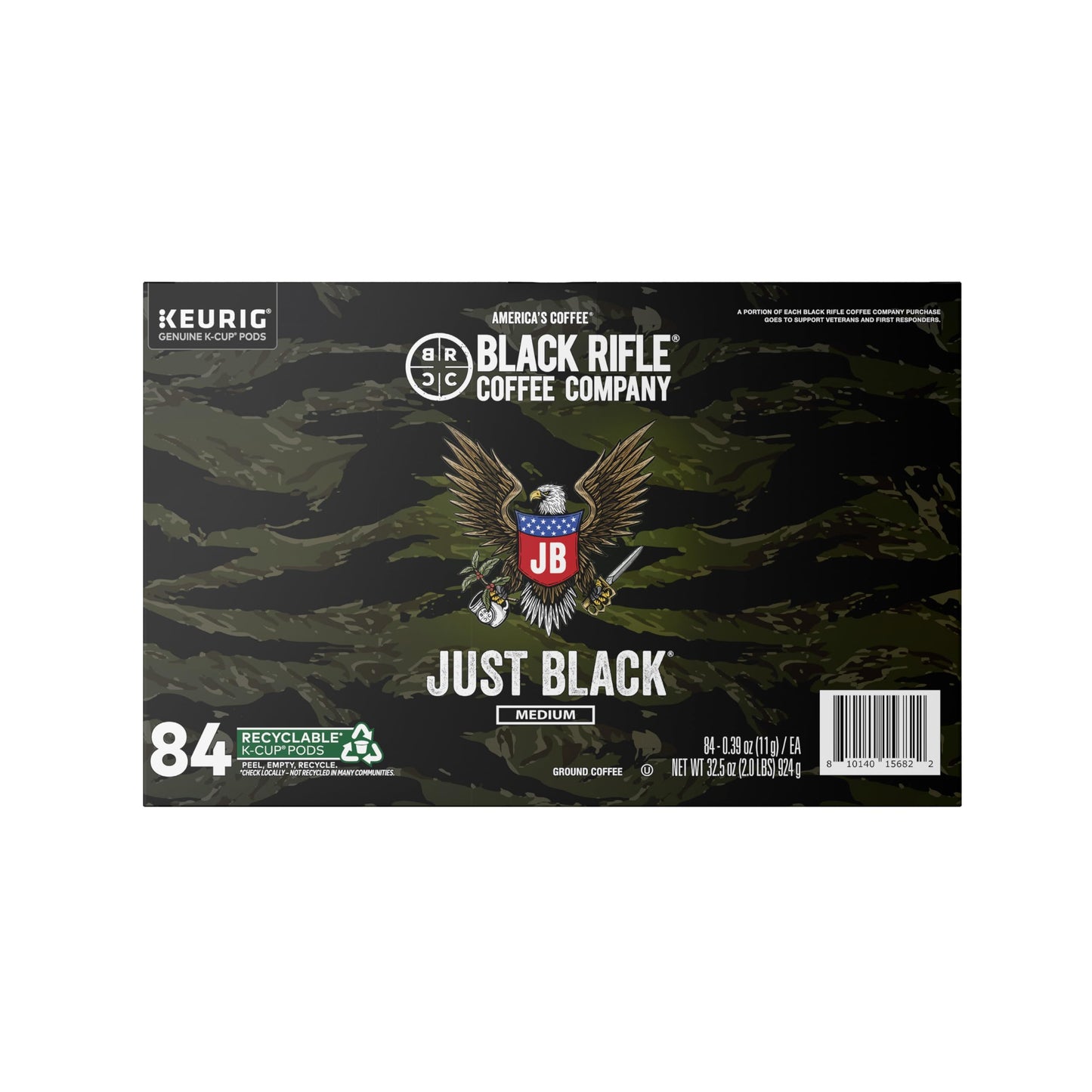 Black Rifle Coffee Company Just Black Medium Roast K Cups - 84 Count Single Serve Pods Compatible with Keurig 1.0 & 2.0