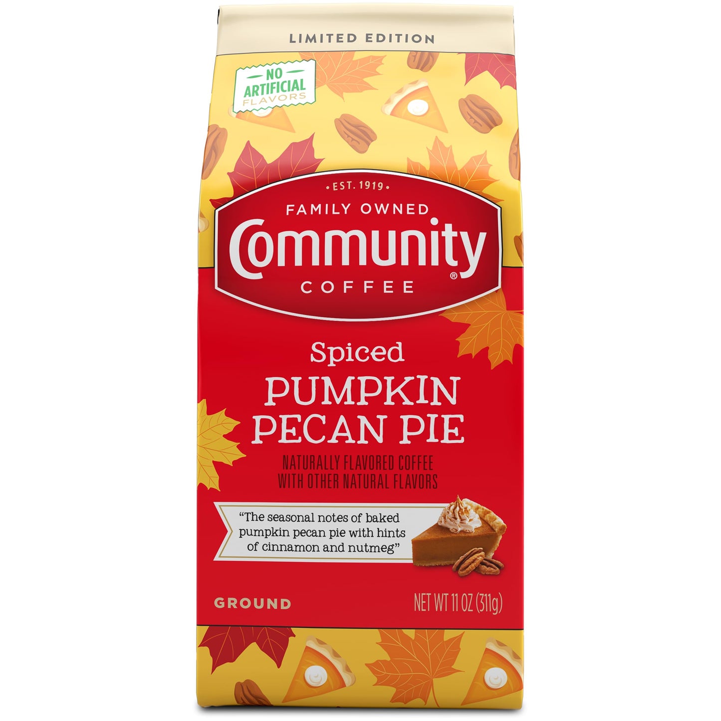 Community Coffee Spiced Pumpkin Pecan Pie Flavored Ground Coffee, Medium Roast, 11 Ounce Bag
