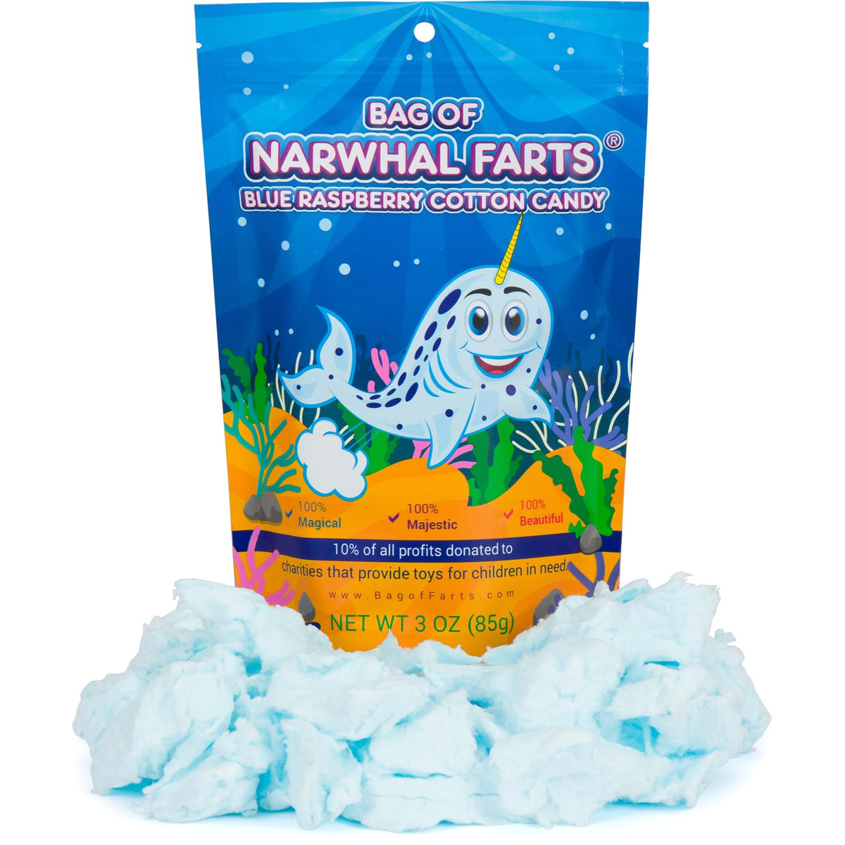 Bag of Narwhal Farts Blue Raspberry Cotton Candy, 1 pack / 3 ounces