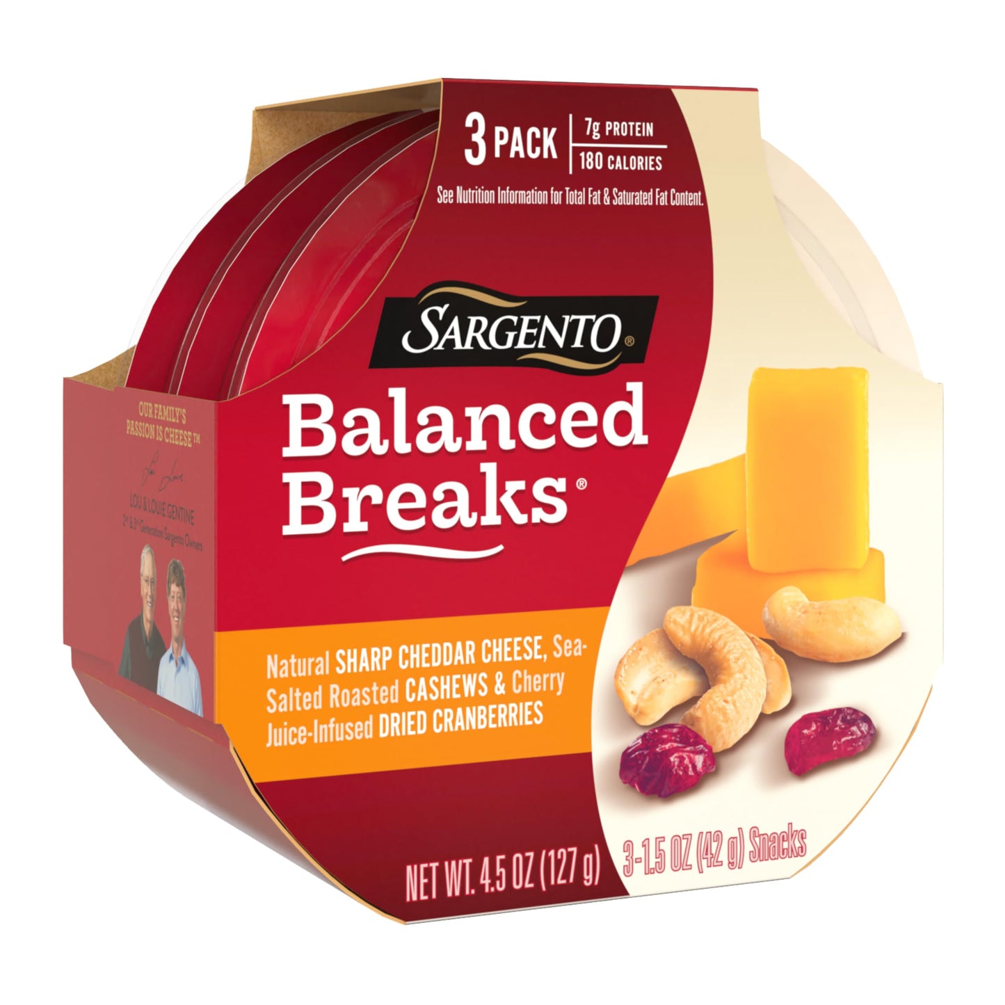 Sargento Balanced Breaks Natural Sharp Cheddar Cheese, Sea-Salted Roasted Cashews and Cherry Juice-Infused Dried Cranberries Sna