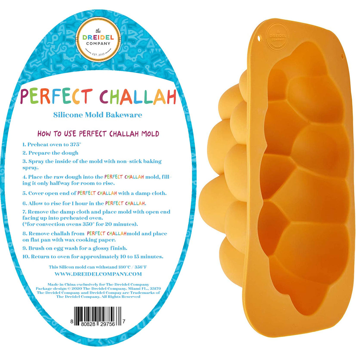 The Dreidel Company Silicone Challah Braid Bread Mold Bakeware, Perfect Kosher Challah Braided Baking Mold Pan, No Shaping Requi