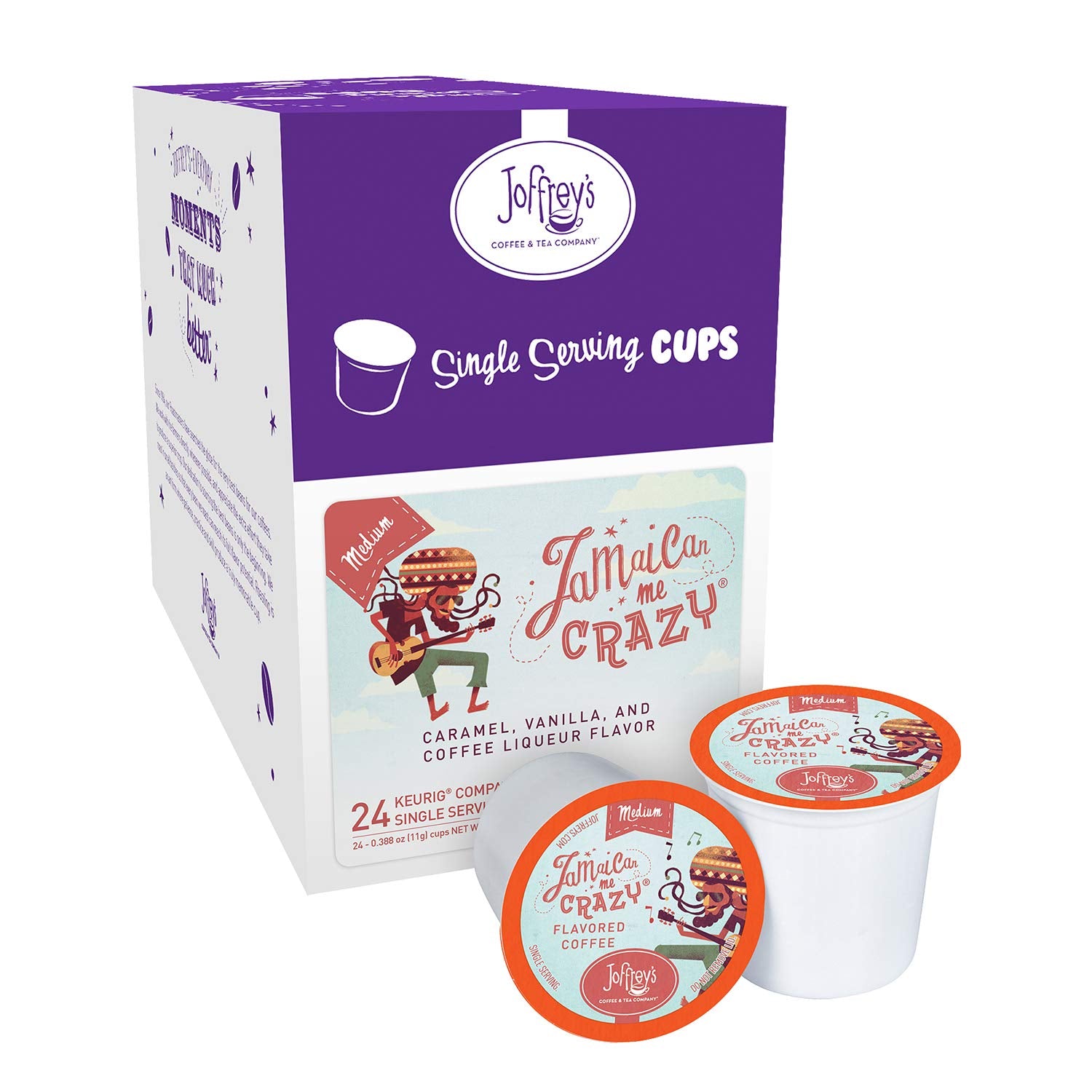 Joffreys Jamaican Me Crazy Flavored Medium Roast Coffee, K-Cup Compatible, 24 Count
