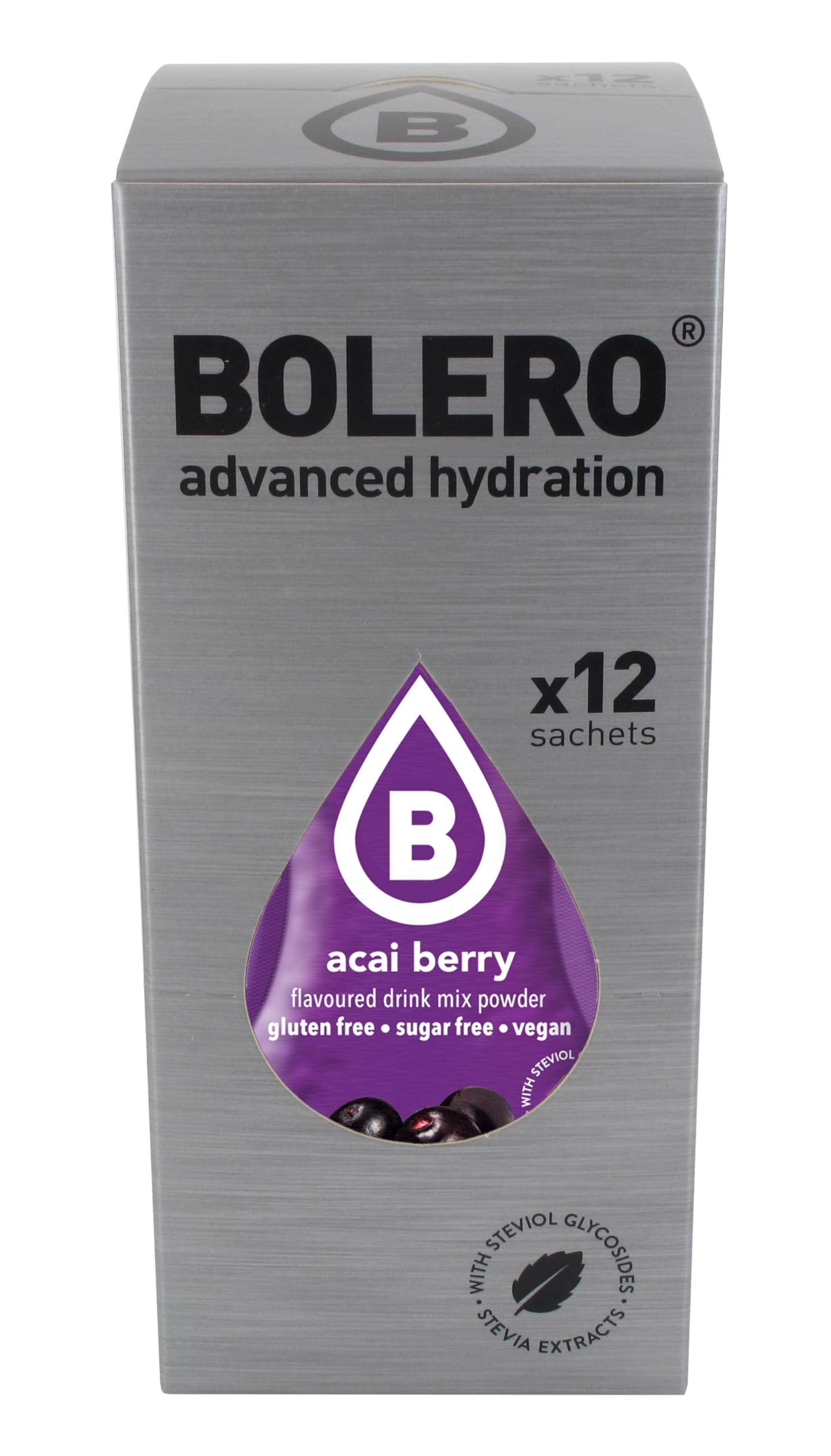 BOLERO Sugar Free Drink Mix Packets Acai Berry Flavor, Pack of 12, Model FID56819