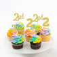 24 Pcs 2Nd Birthday Cupcake Toppers Glitter Second Birthday Two Cupcake Picks Number 2 Cake Toppers For Baby Shower Kids 2Nd Bir