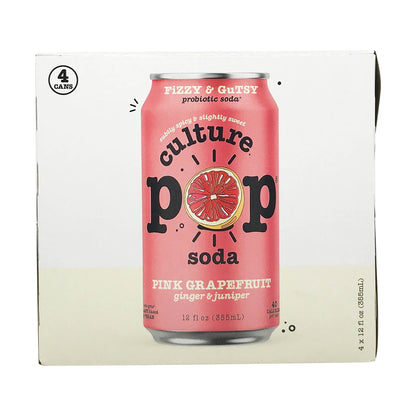 Culture Pop Soda Pink Grapefruit Probiotic Soda 4pk, 12 FZ