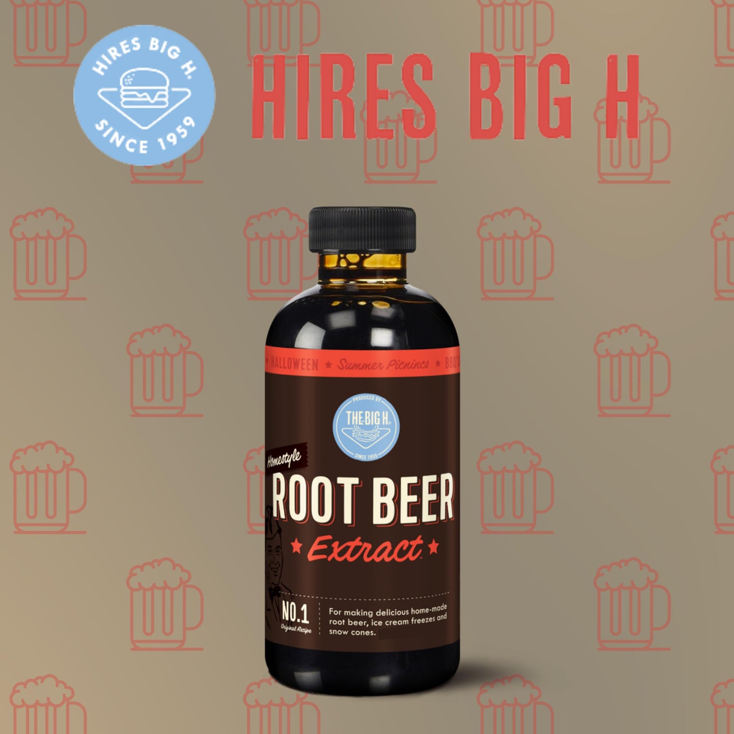 Hires Big H Root malt-inspired Extract - Root malt-inspired Soda & Dessert Syrup, 4 Fl Oz (Pack of 2), Brown