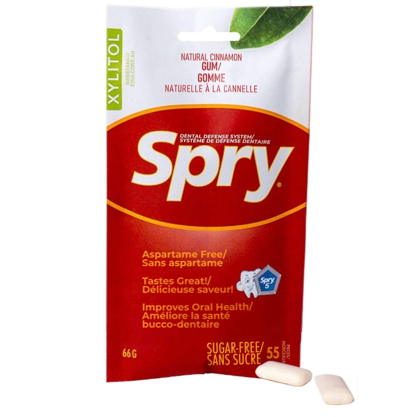 Spry Chewing Gum - Aspartame-Free, Sugar-Free, Non-GMO - Cinnamon Flavor, 55 Count (Pack of 12), Brown