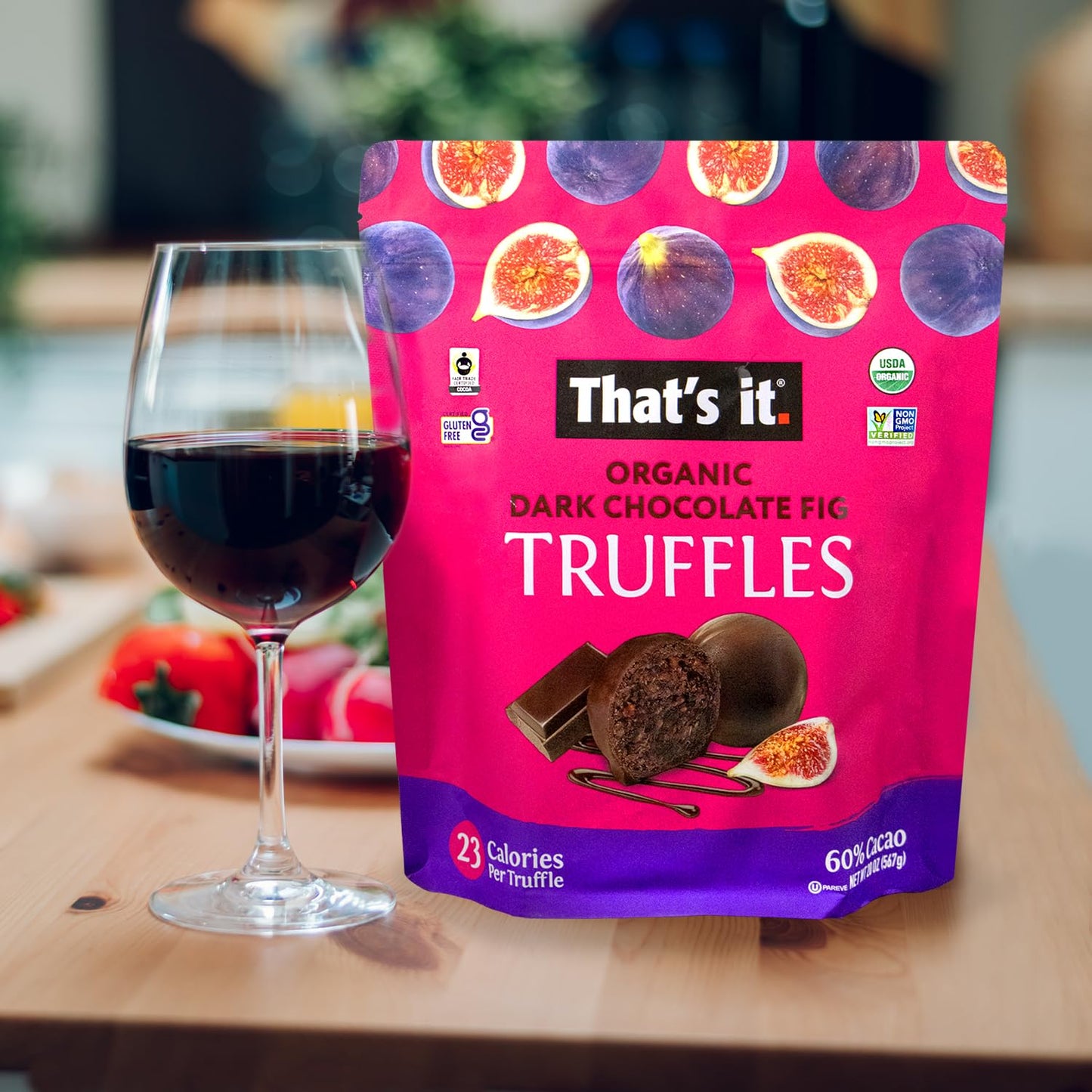 Thats It. Organic Dark Chocolate & Fig Truffles. 100% Plant-Based, Vegan, Gluten-Free, All Natural, 23 Calories Per Truffle (20 Oz)