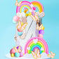 Jevenis 33 Pcs Pink Rainbow Cake Topper Unicorn Rainbow Cake Decorations Boho Cake Topper Girls Birthday Baby Shower Cake Topper