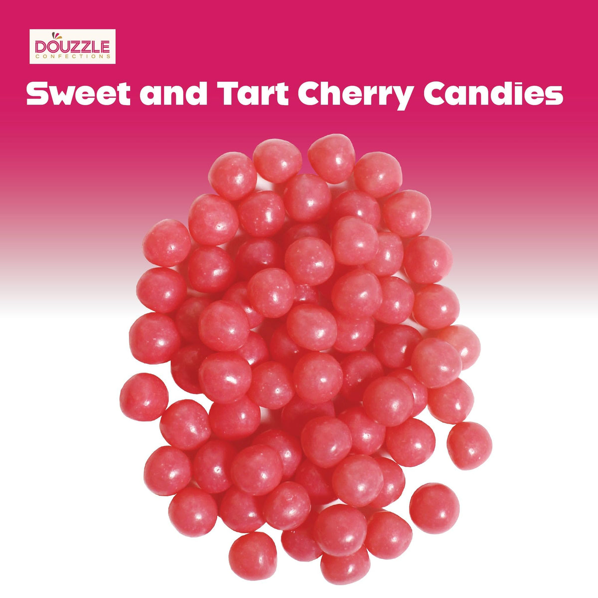 DOUzzle Back To School Cherry Sours Pink Candy Balls, Chewy Candies (11oz, 1 Pack) Party Favor, Goodie Bag & Pinata Filler - Glu
