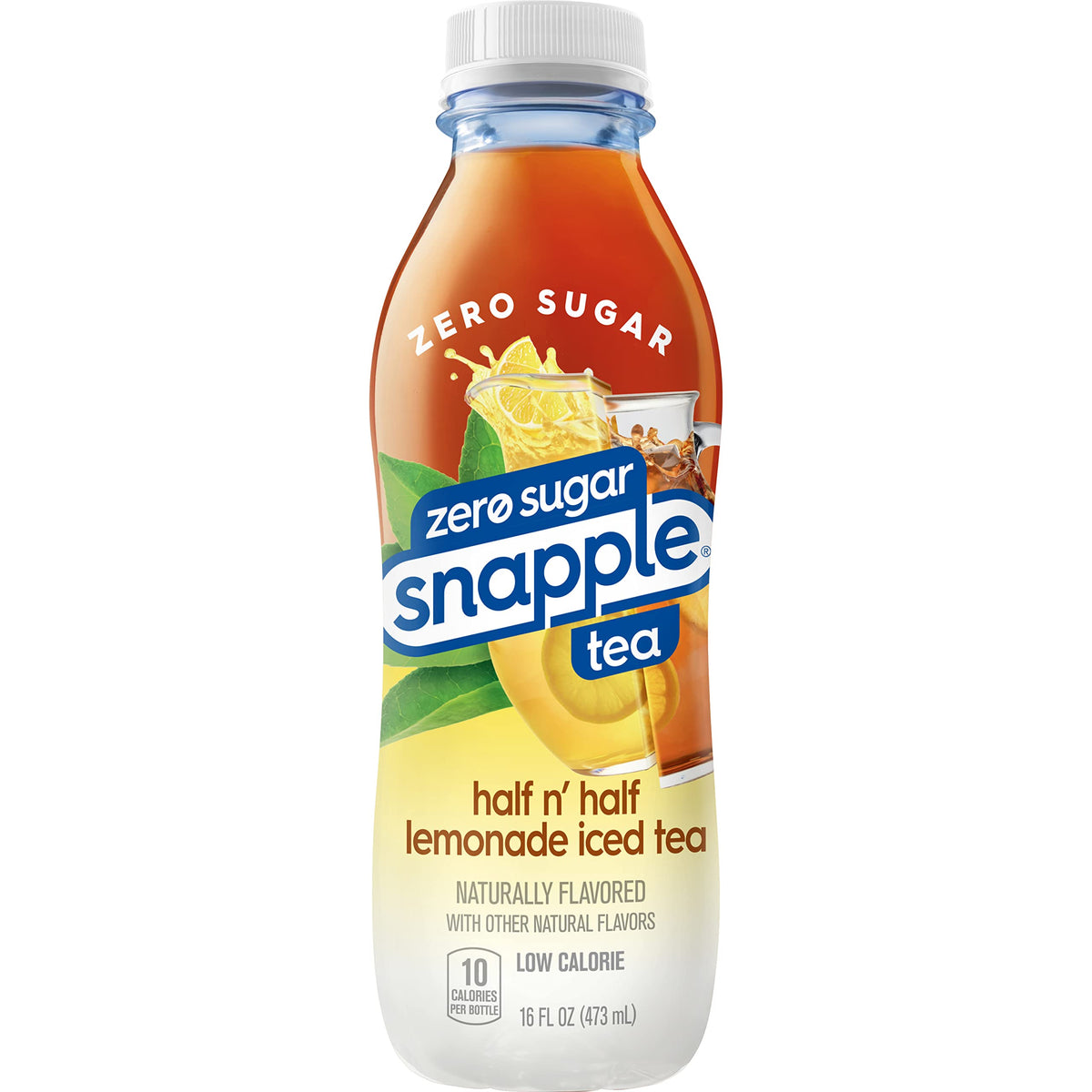 Snapple Zero Sugar Half n Half Tea, 16 fl oz recycled plastic bottle, Pack of 12