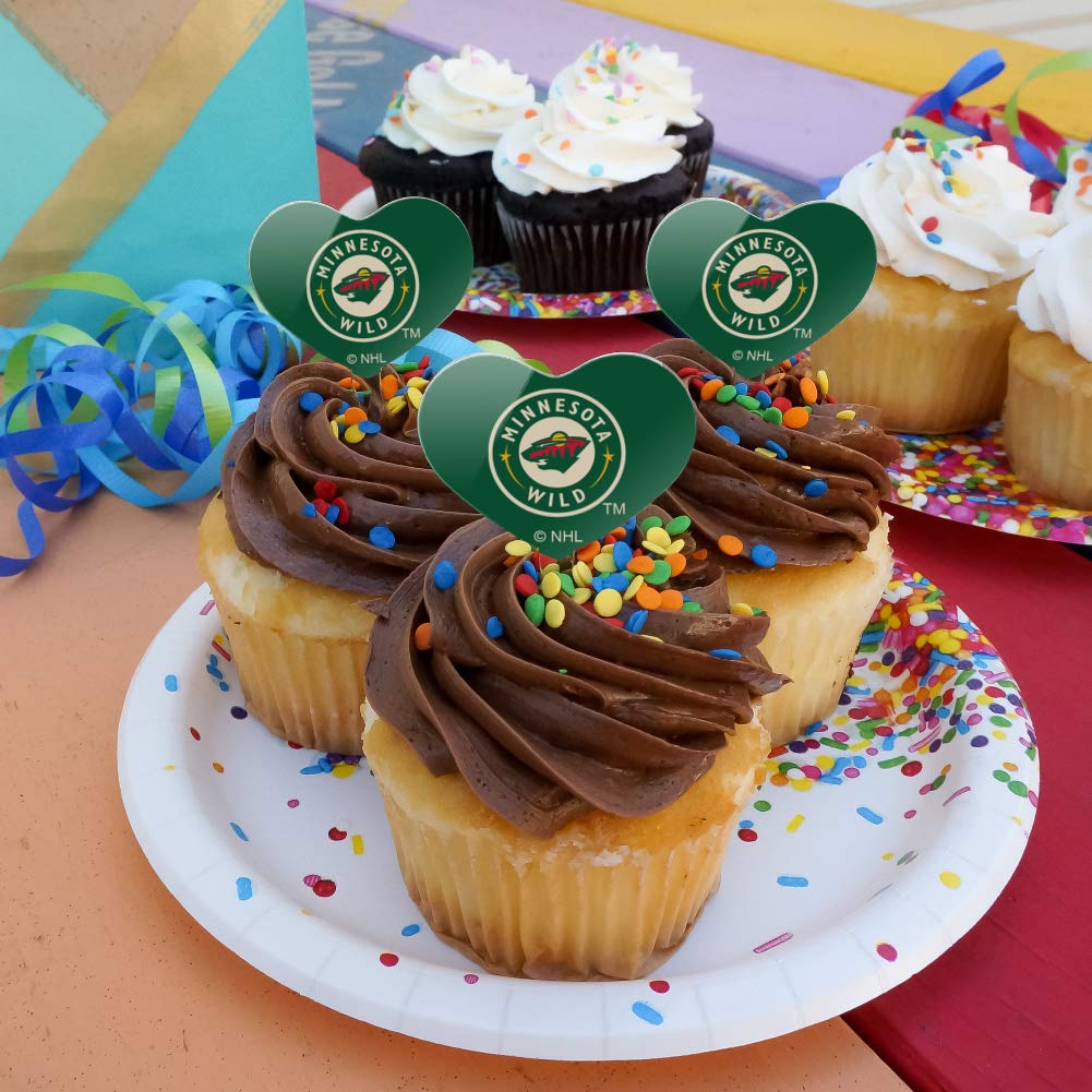 GRAPHICS & MORE NHL Minnesota Wild Heart Cupcake Picks Set of 6 - Multi Acrylic Decor