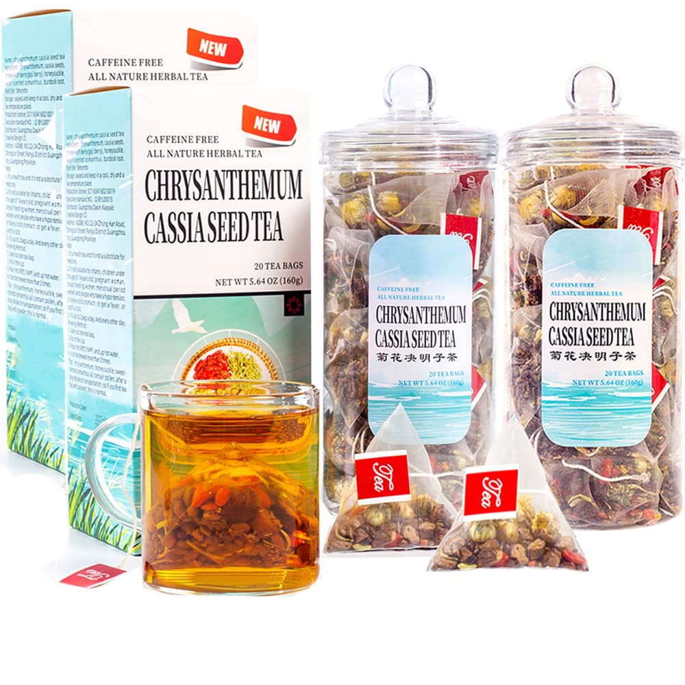 Chrysanthemum Cassia Seeds Tea Bags 2 Boxes 11.28Oz(320G,8Gx40Bags), Honeysuckle, Chinese Wolf-Berry, Sweet-Scented Osmanthus, B
