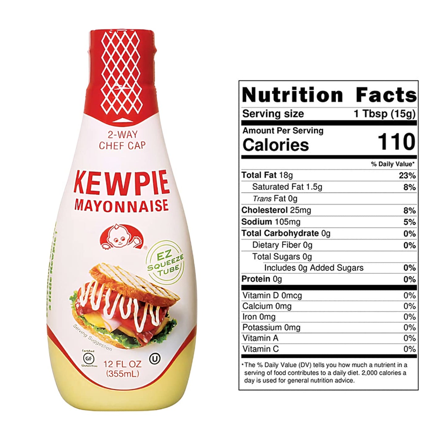 [Kewpie] Squeeze Tube Mayonnaise, Rich, Bold, Umami Flavor, Certified Gluten Free, Kosher - 12 Ounces (3 Packs)