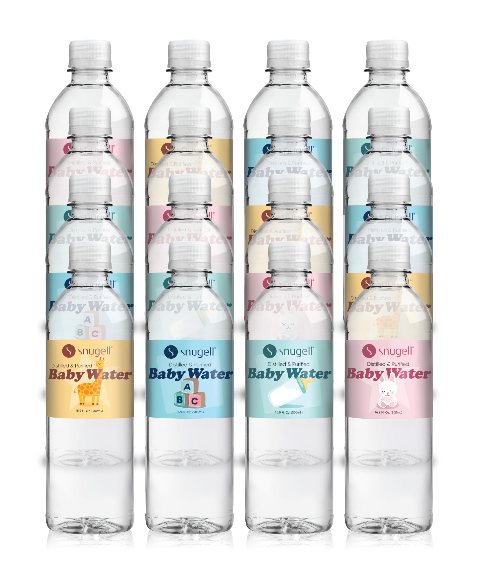 Snugell Distilled Water for Baby Care – BPA-Free, 16.9oz, 12-Pack, Safe for Formula Mixing & Everyday Hydration