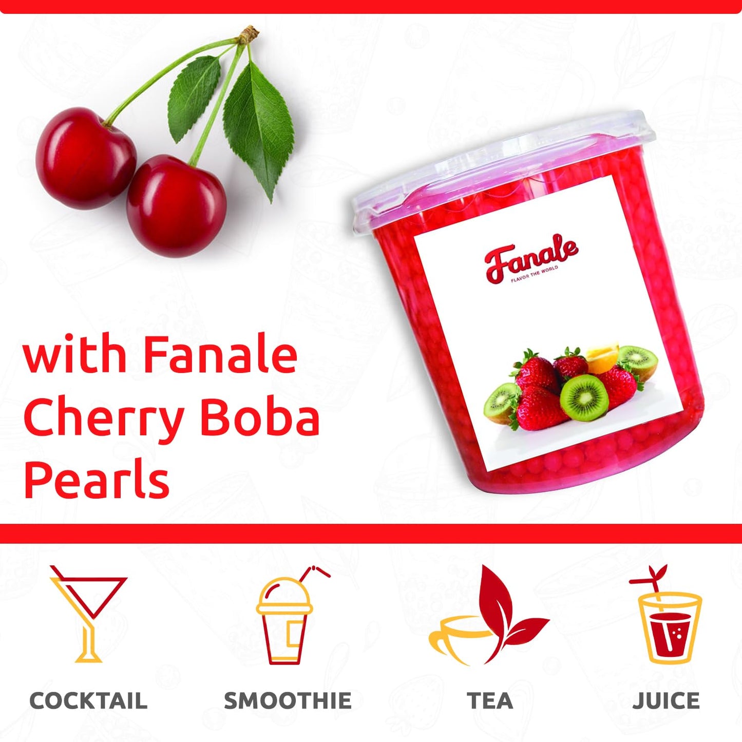 Fanale Cherry Popping Boba Pearls, Vegan, Non-GMO, Gluten-Free, 7 lb Pack