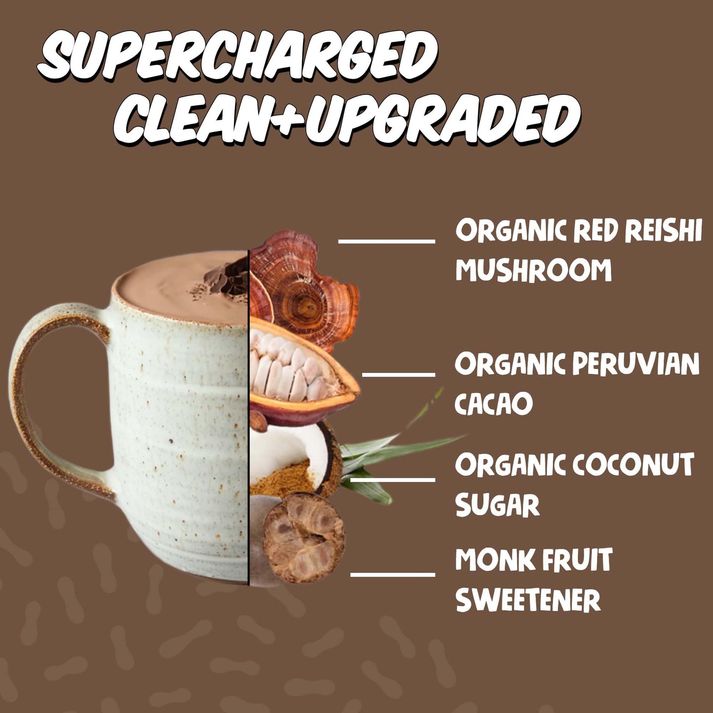 Re  Reishi Cacao Powder - Organic Mushroom Hot Chocolate Mix - 15 Servings