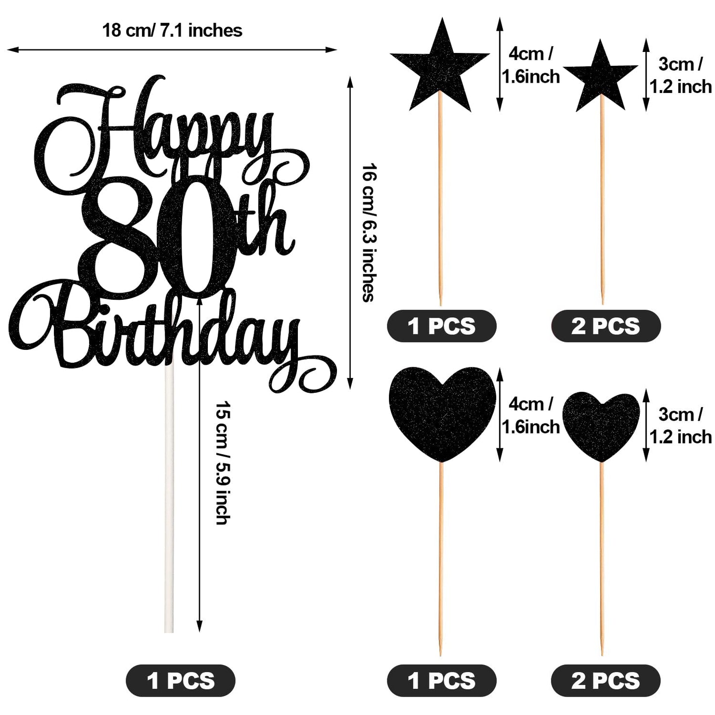 80Th Birthday Cake Decorations Set, 80Th Birthday Candles Numeral 80 Cake Candles And Happy 80Th Birthday Cake Toppers For Party
