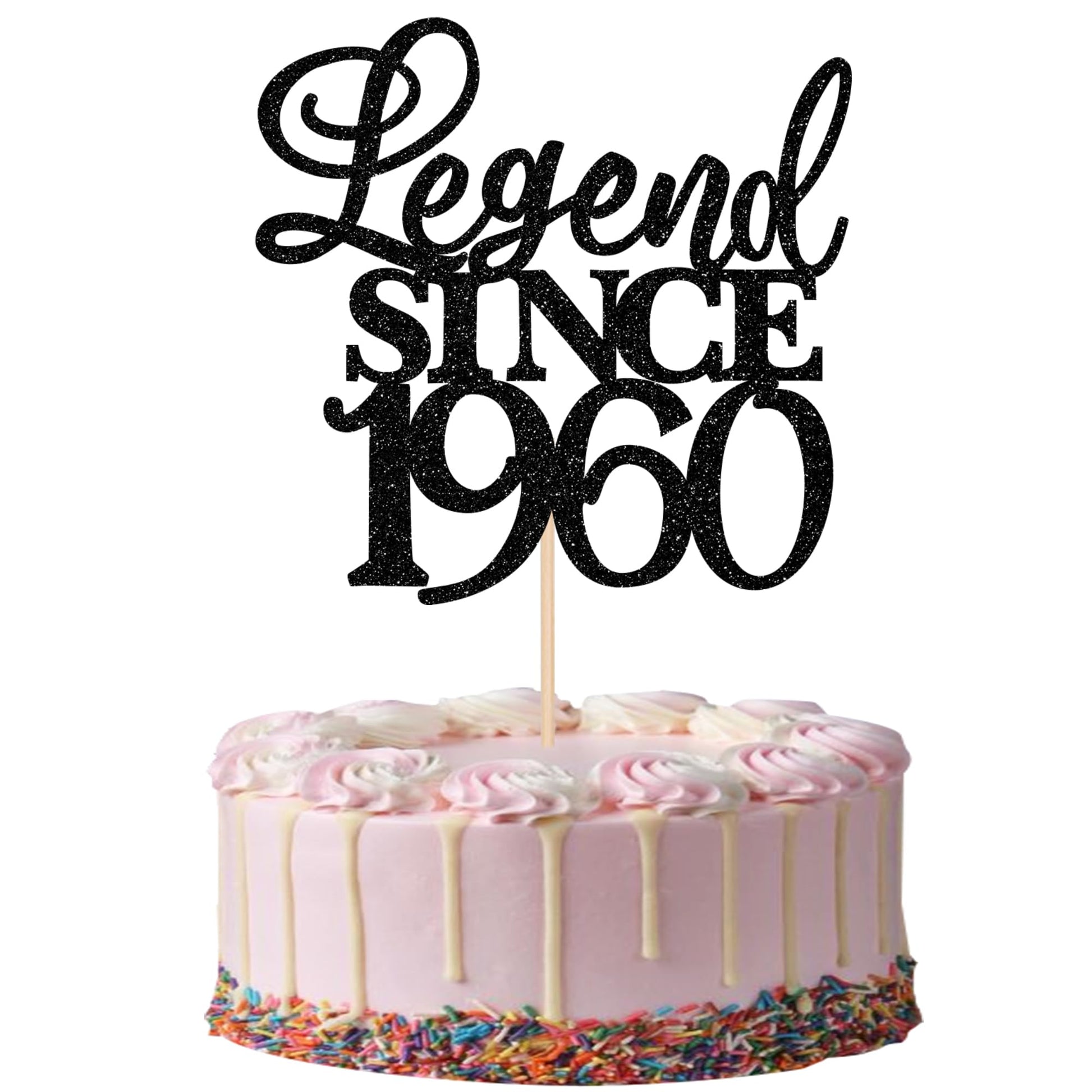 Rsstarxi Cake Topper - Glitter Happy 65th Birthday Decoration, Black