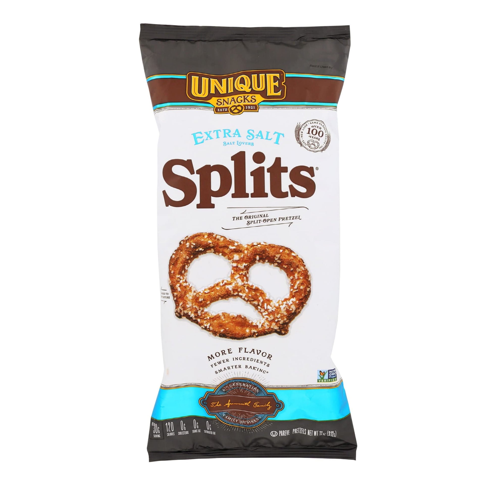 Unique Snacks Original Split-Open Pretzels, 11 Oz. Bag, Pack of 9, OU Kosher, Non-GMO