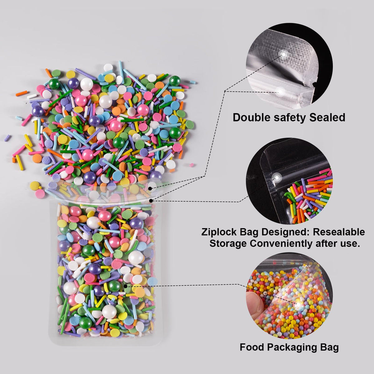 HUEBEATY 6-in-1 Neon & Pastel Rainbow Sprinkles for Cake Decorating - Confetti, Nonpareils, Jimmies & Sanding Sugar - Edible Cup