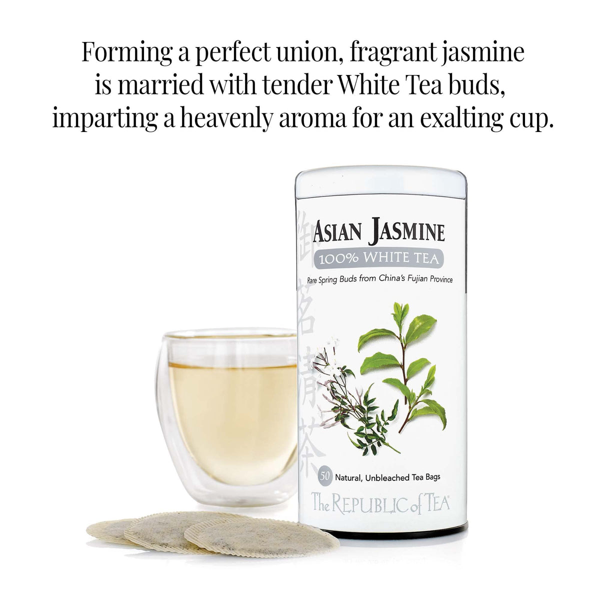 The Republic Of Tea Asian Jasmine White Tea, 50-Count