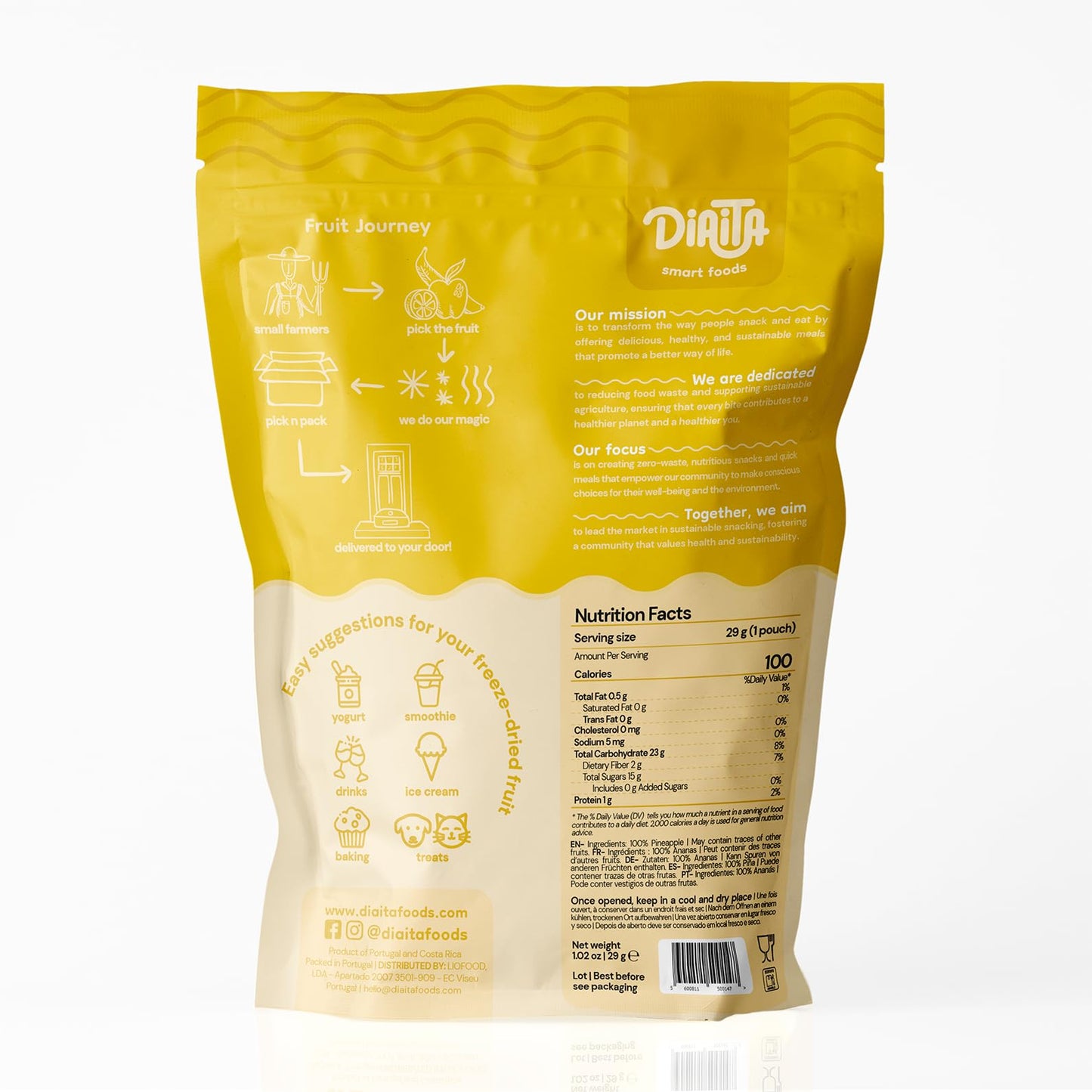 Freeze-Dried Pineapple - 7 Pack - 100% Real Fruit, No Sugar Added, Crunchy & Delicious, Long Shelf Life