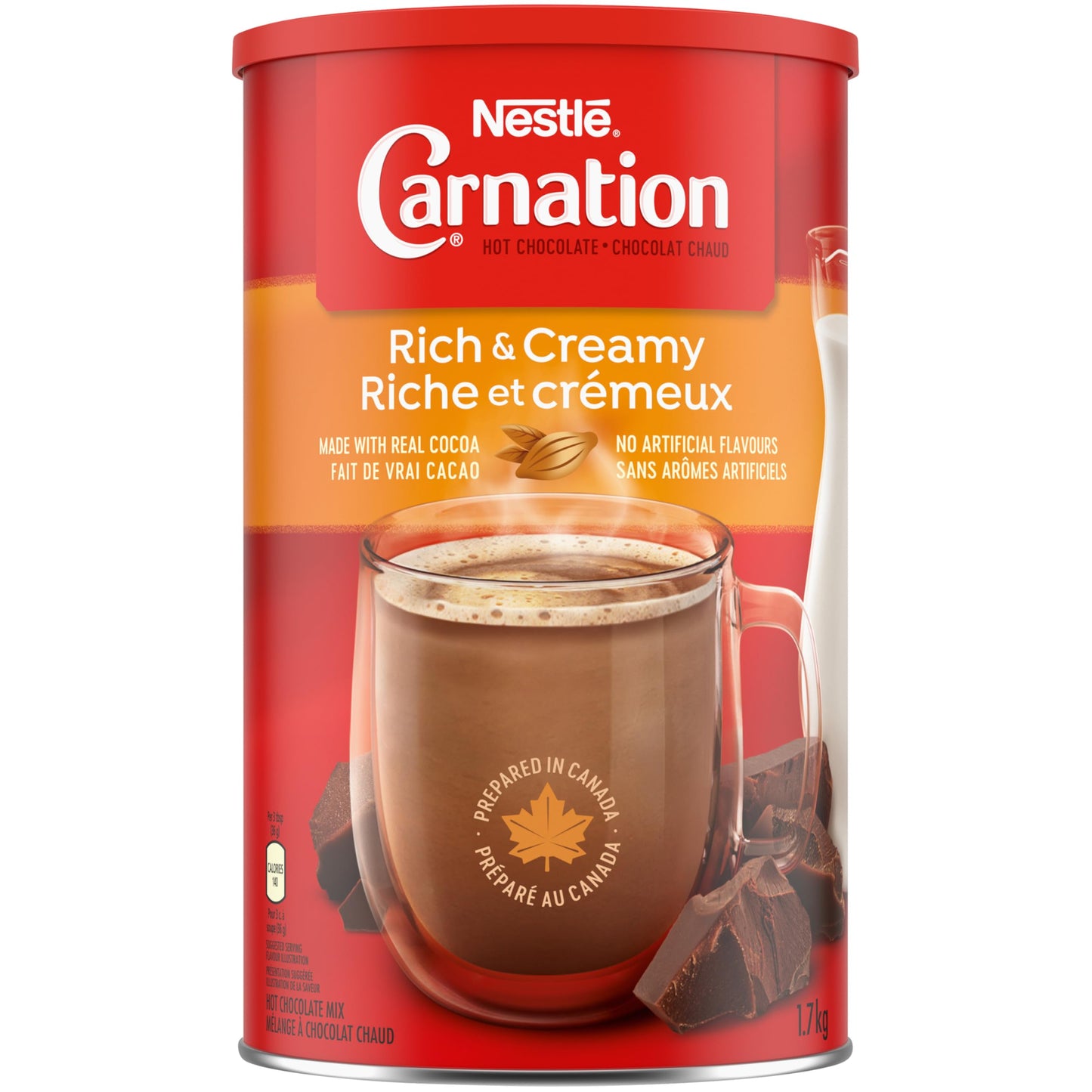 CARNATION Nestle Rich and Creamy Hot Chocolate, 1.7kg/3.7lbs, Canister, Imported from Canada)