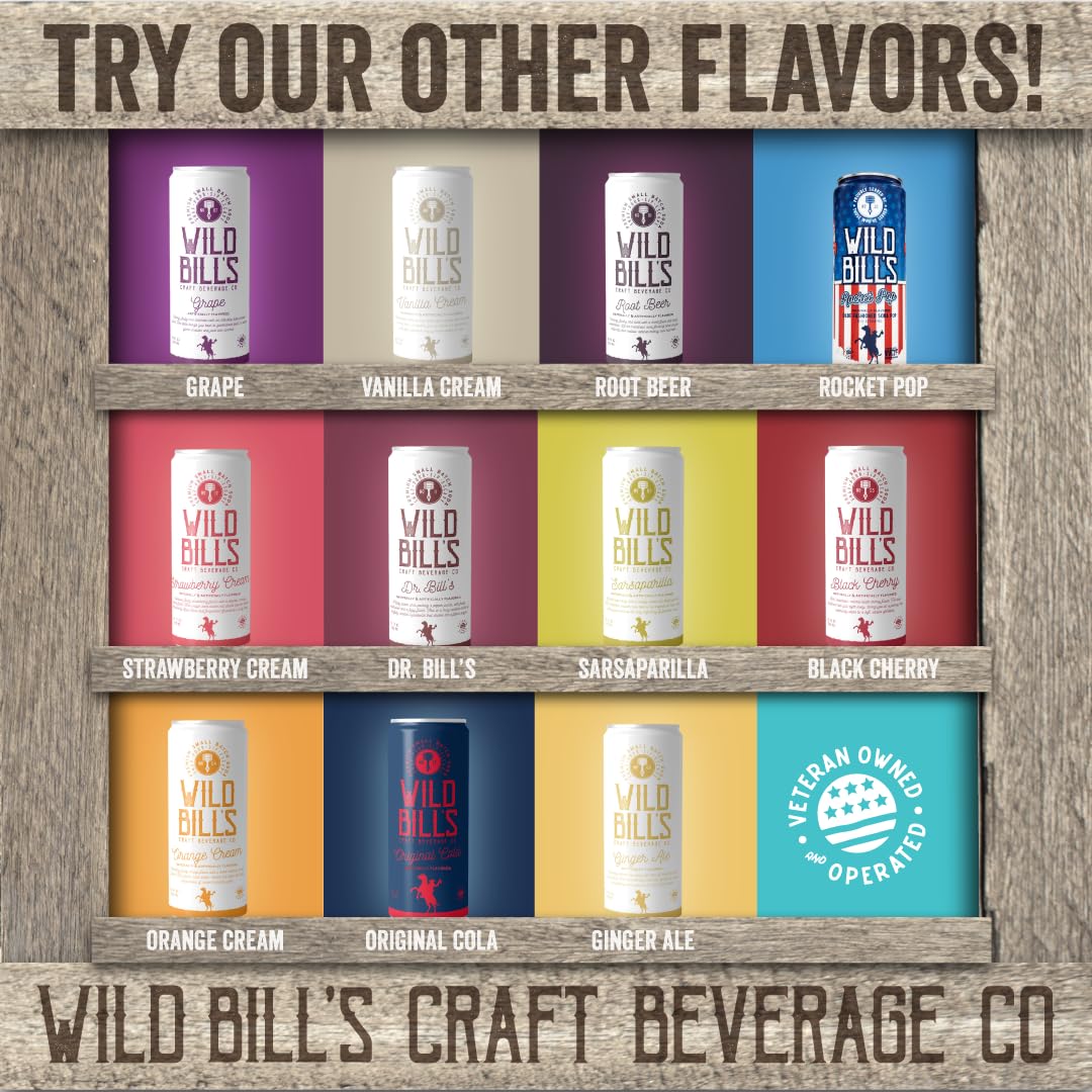 Wild Bills Diet Cola Soda - Caffeine Free, Gluten Free, Vegan, Low Sodium, 12 Fl Oz (Pack of 12)