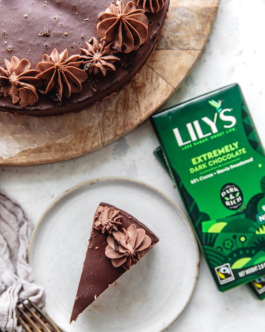 Lily's Extremely Dark Chocolate Bar, 85% Cocoa, Stevia Sweetened, No Added Sugar, Keto Friendly, 2.8 oz, 4-Pack, Gluten-Free, Non-GMO