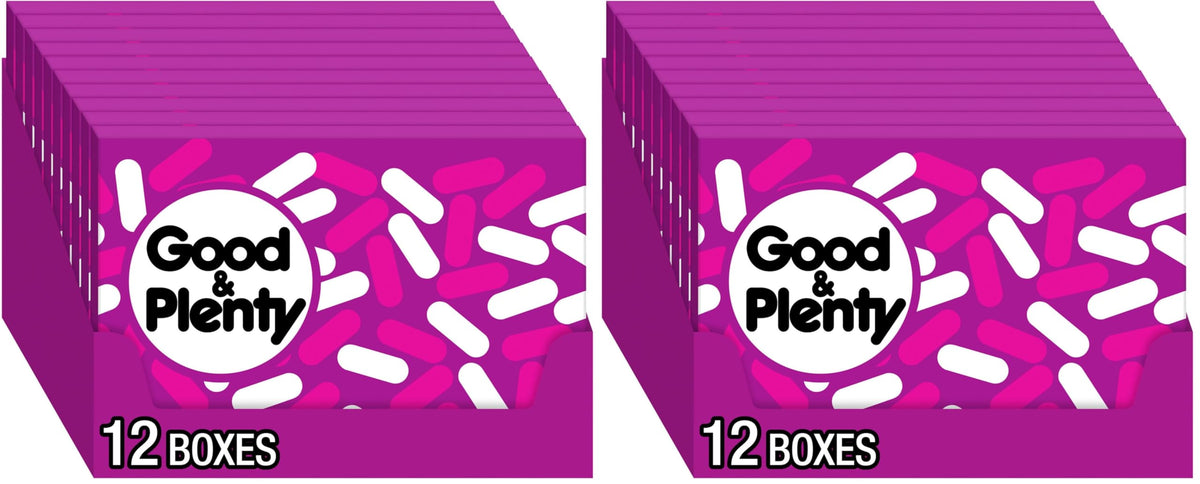 GOOD & PLENTY Licorice Fat Free, Candy Boxes, 6 oz (12 Count) (Pack of 2)