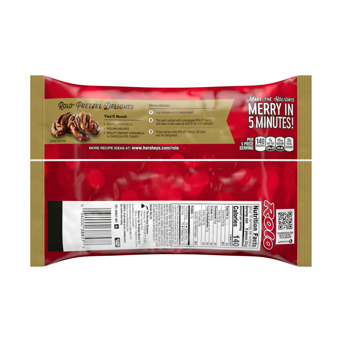 ROLO Rich Chocolate Caramels, Christmas Candy Bag, 17 oz