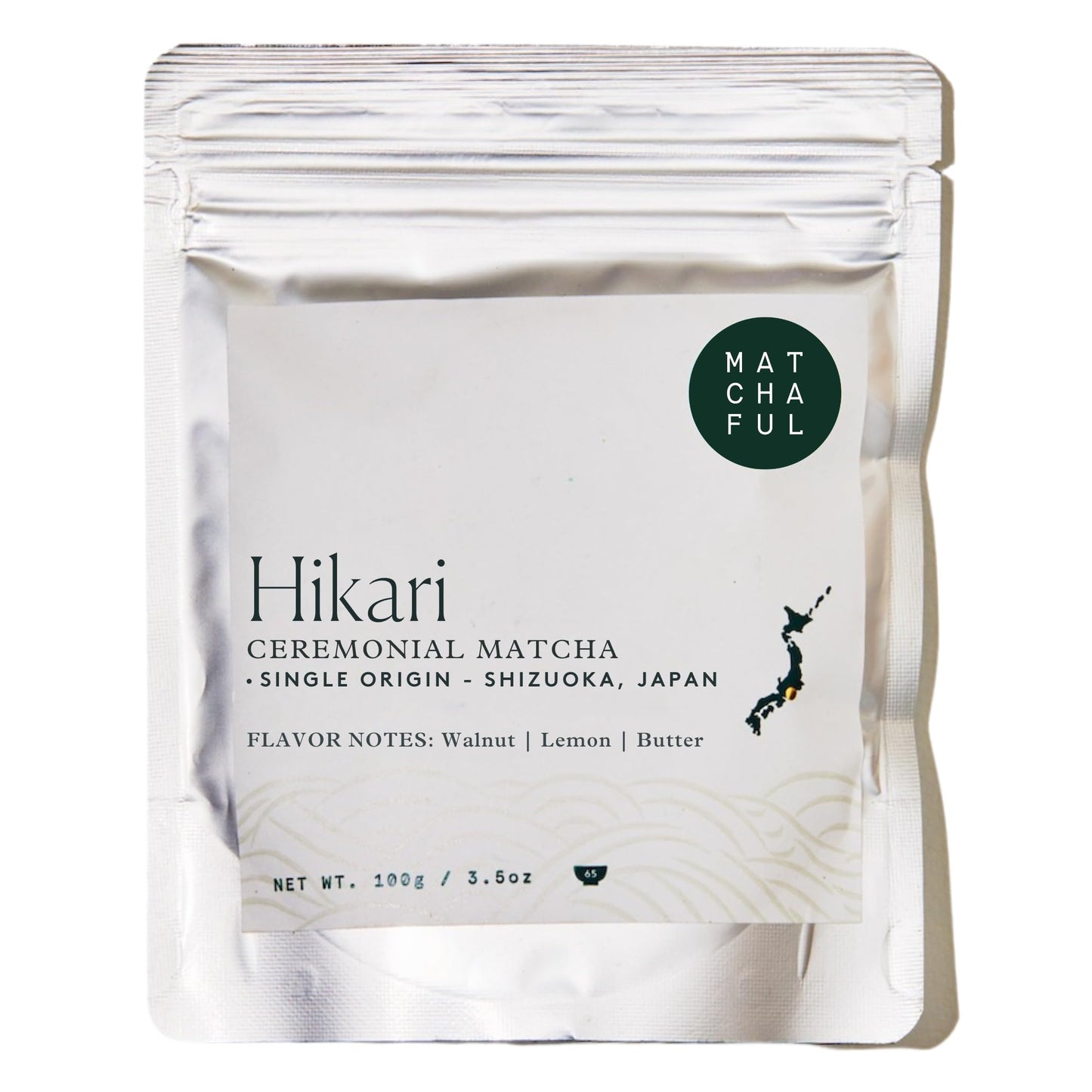 Matchaful - Hikari - Single Oriflavor Blend Ceremonial Matcha - Fine Green Tea Powder  Direct-Trade From Shizuoka  Japan - Smooth And Creamy With Flavor Notes Of Walnut  Lemon  Butter - 100G Bag